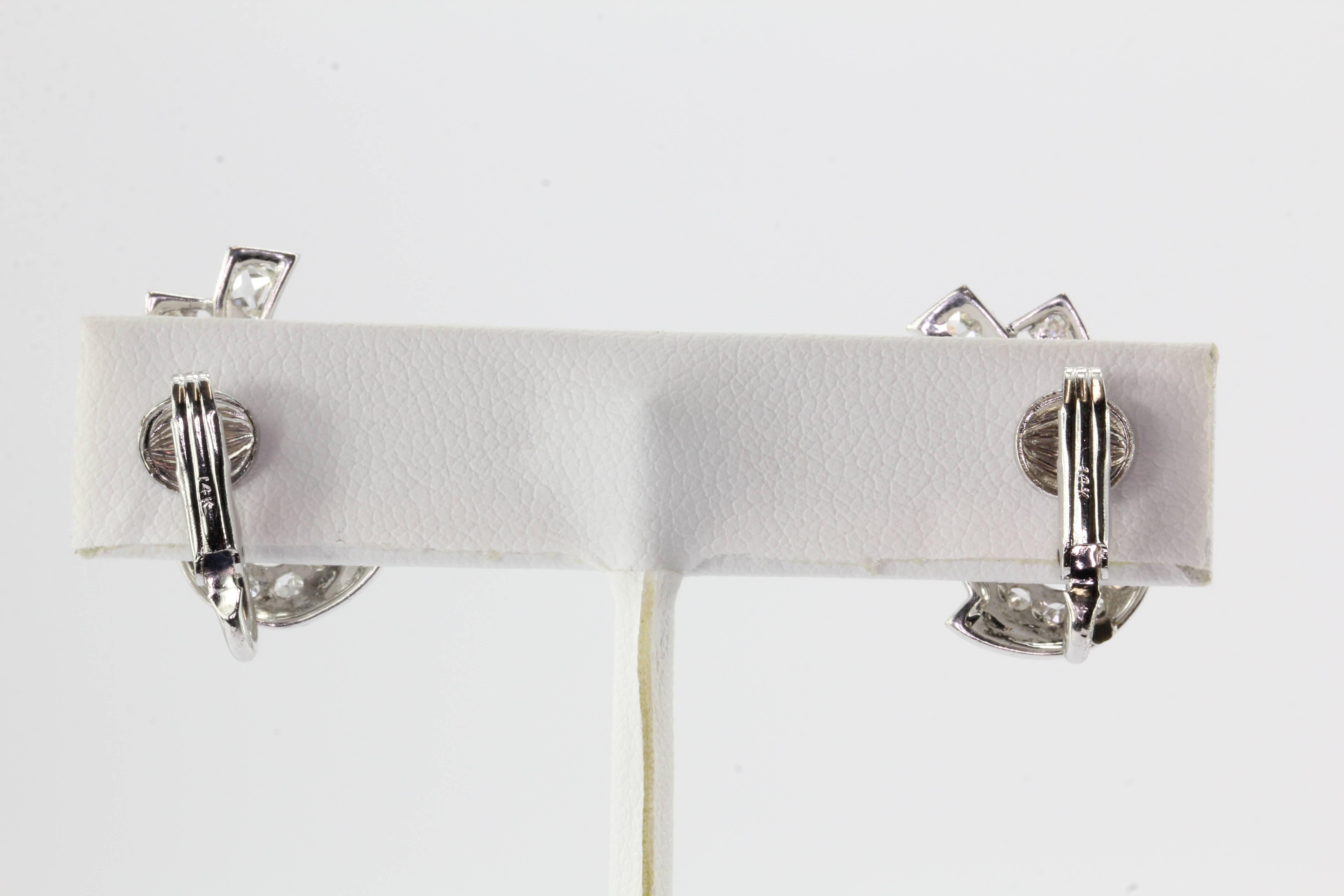 Women's Art Deco White Gold Rose Cut Diamond Earrings For Sale