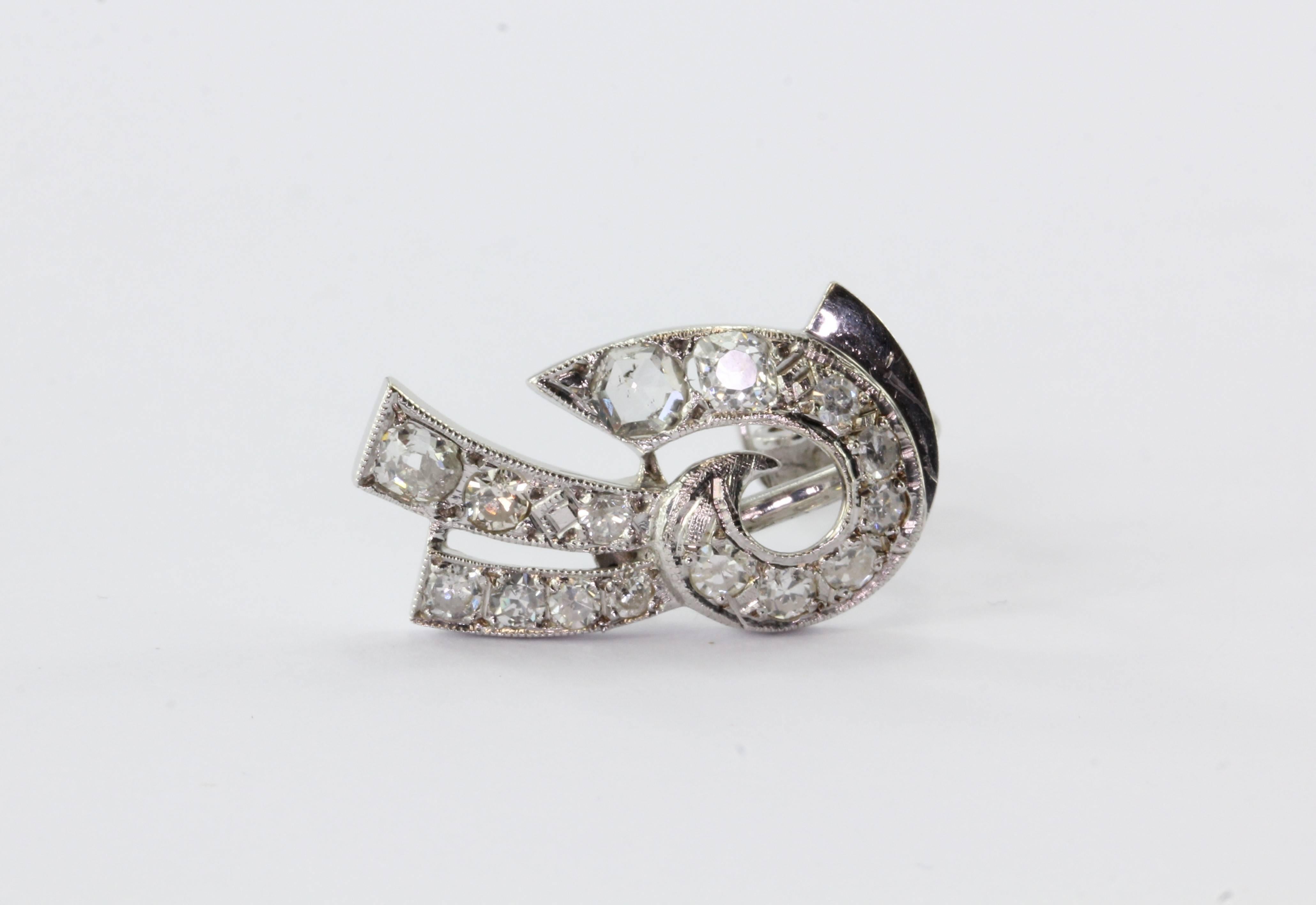 Art Deco White Gold Rose Cut Diamond Earrings For Sale 5