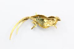 Persian Turquoise Gold  Bird of Paradise Brooch
