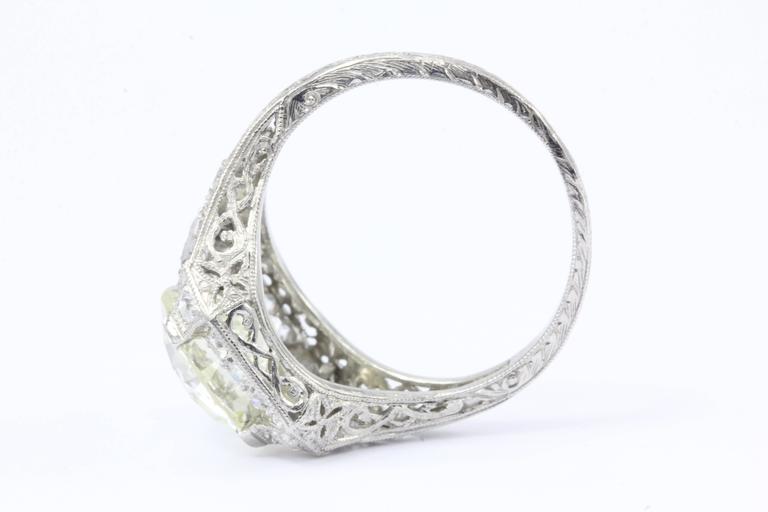 Art Deco 2.86 Carat Old European Diamond Platinum Engagement Ring circa ...