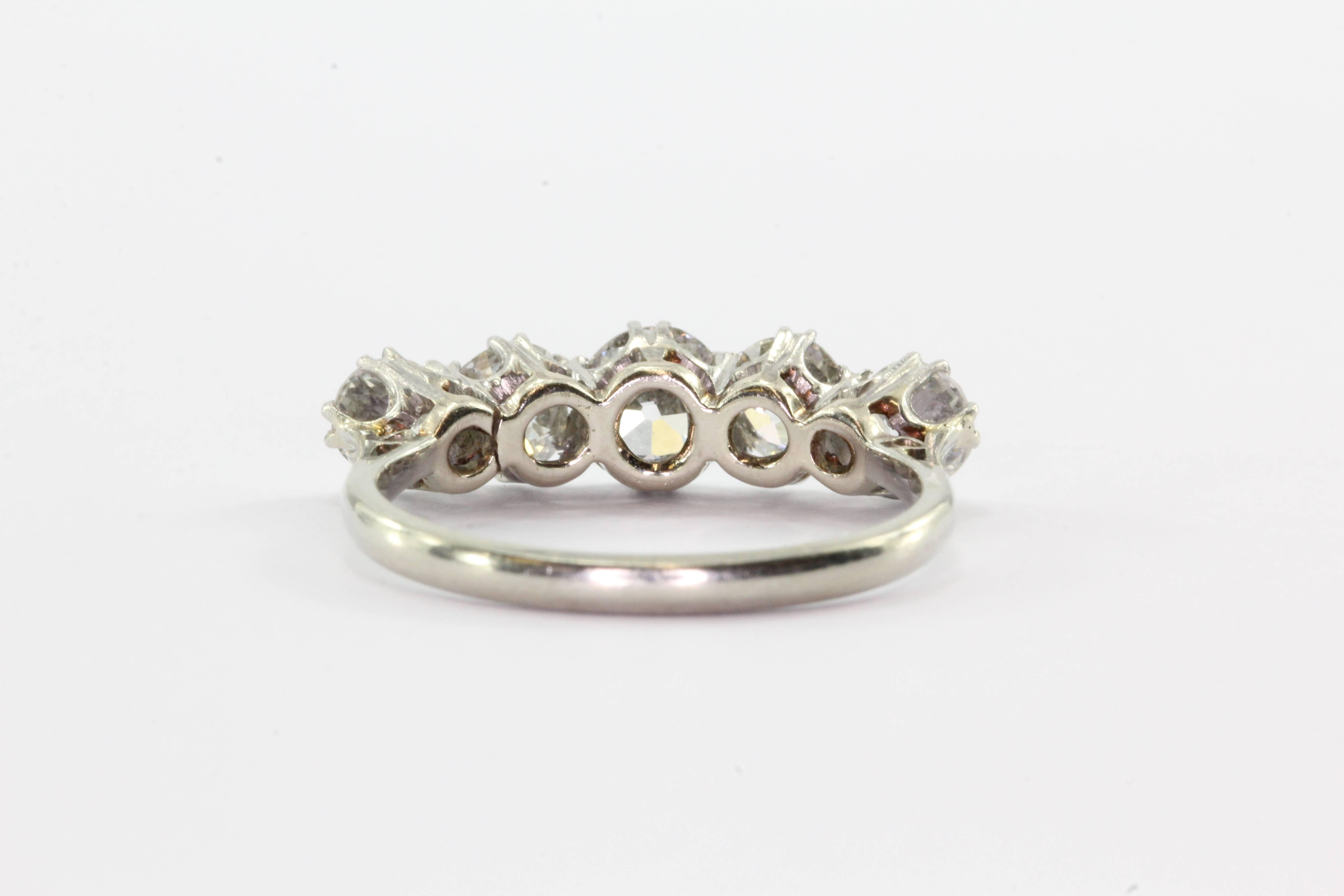 Art Deco Diamond White Gold Platinum Old European Cut Band Ring, circa 1920 1