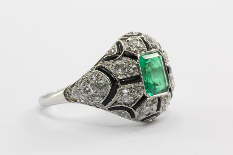 Emerald Diamond Black Enamel Ring at 1stDibs | sh emerald cut enamel ring