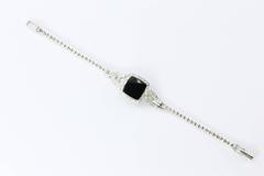 Art Deco Platinum White Gold Diamond Onyx Conversion Bracelet kaspar & Esh