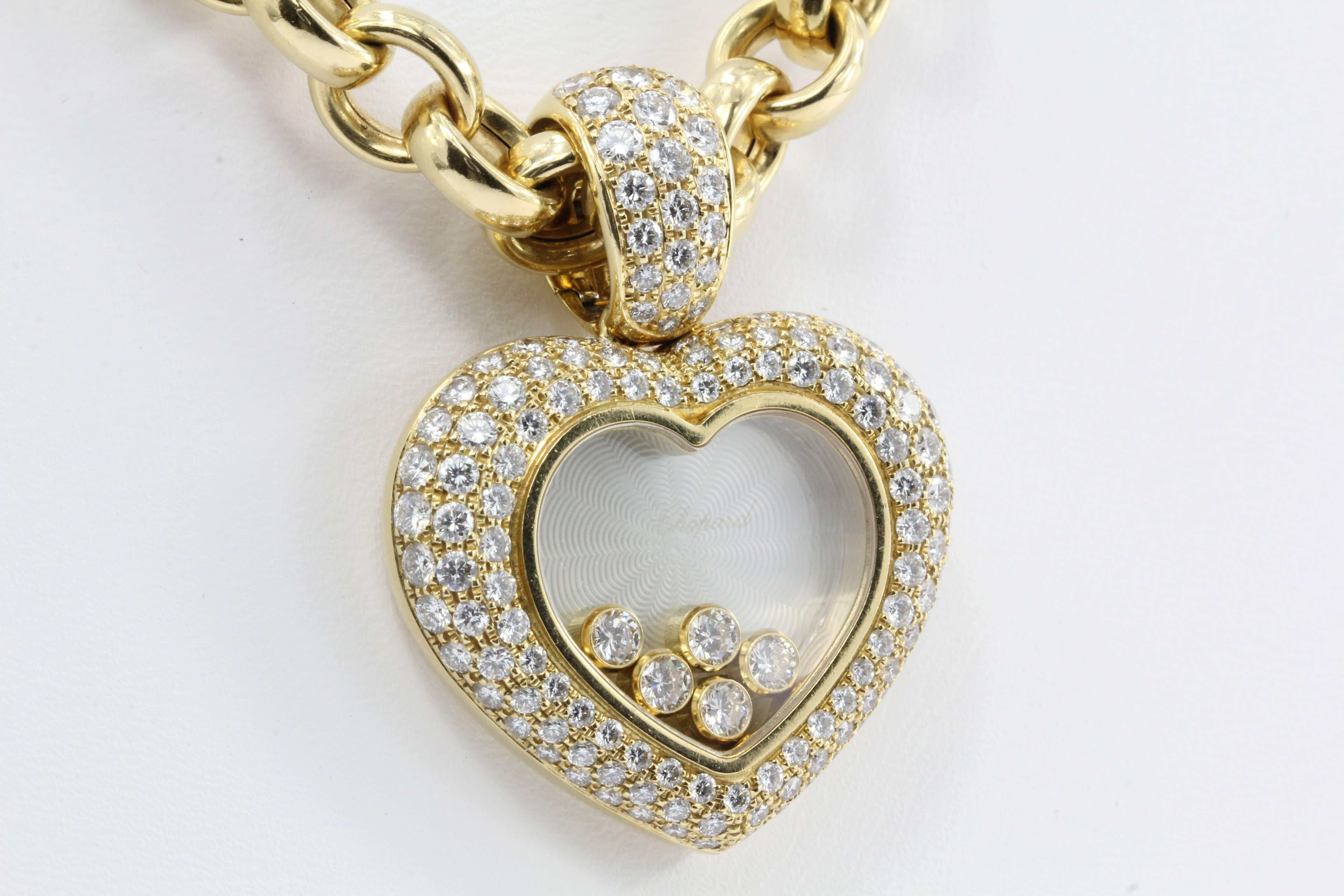 Seltene Chopard Happy Diamond Heart Halskette im Zustand „Hervorragend“ in Cape May, NJ