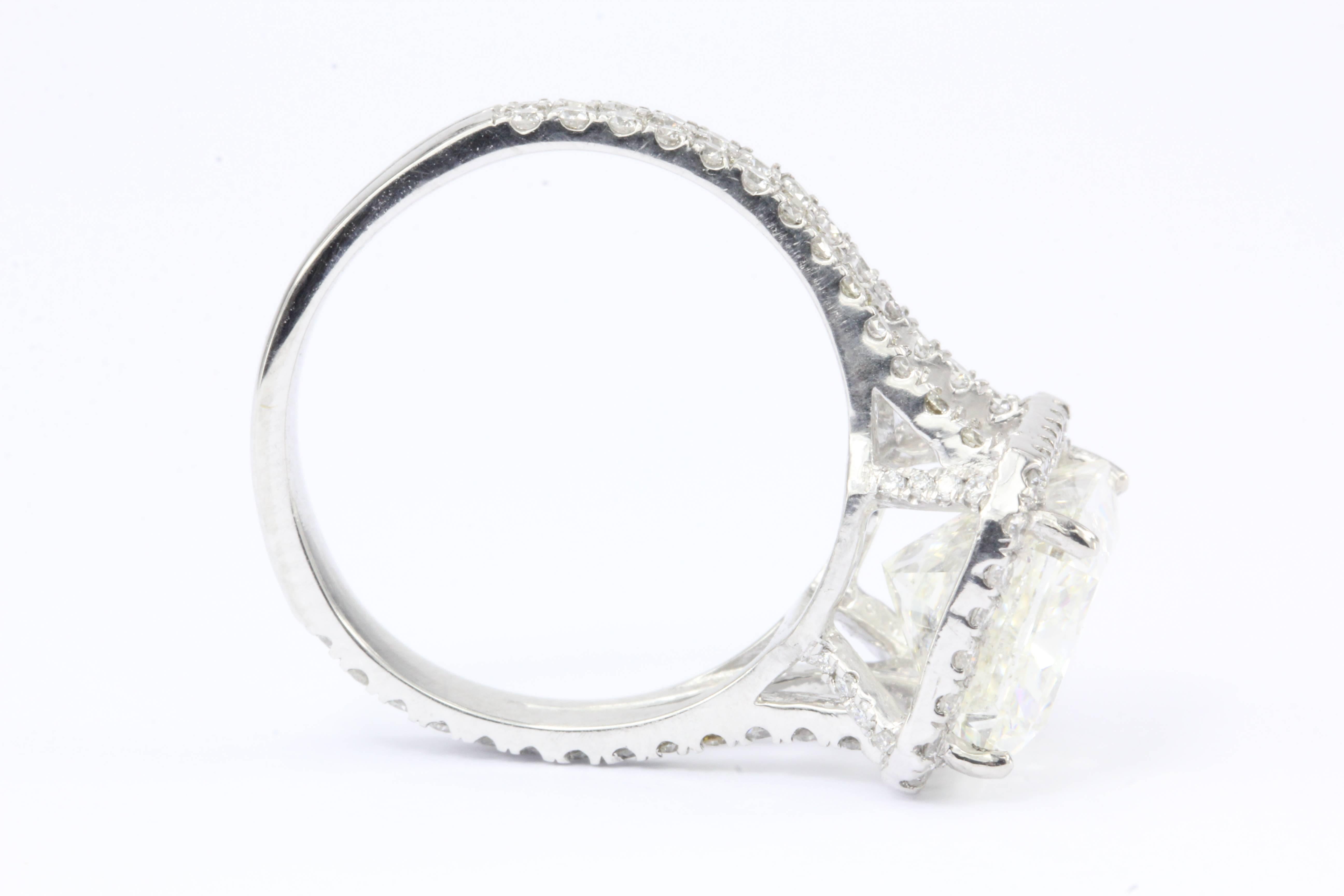 Women's GIA Certified 5.05 Carat Radiant Diamond Platinum Engagement Ring