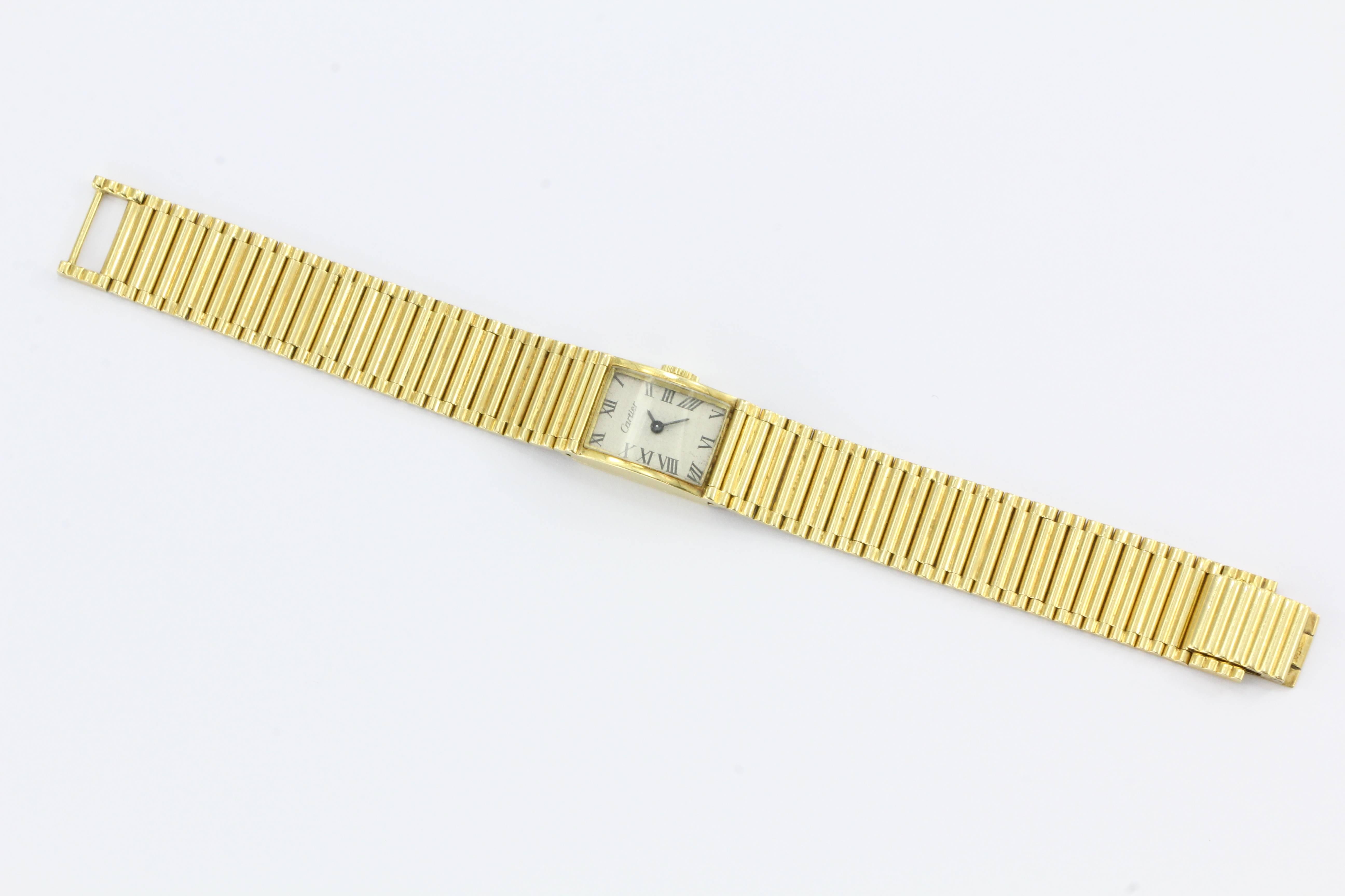 Vintage Cartier 18K Gold Girard Perregaux Tank Watch c.1950's In Excellent Condition In Cape May, NJ