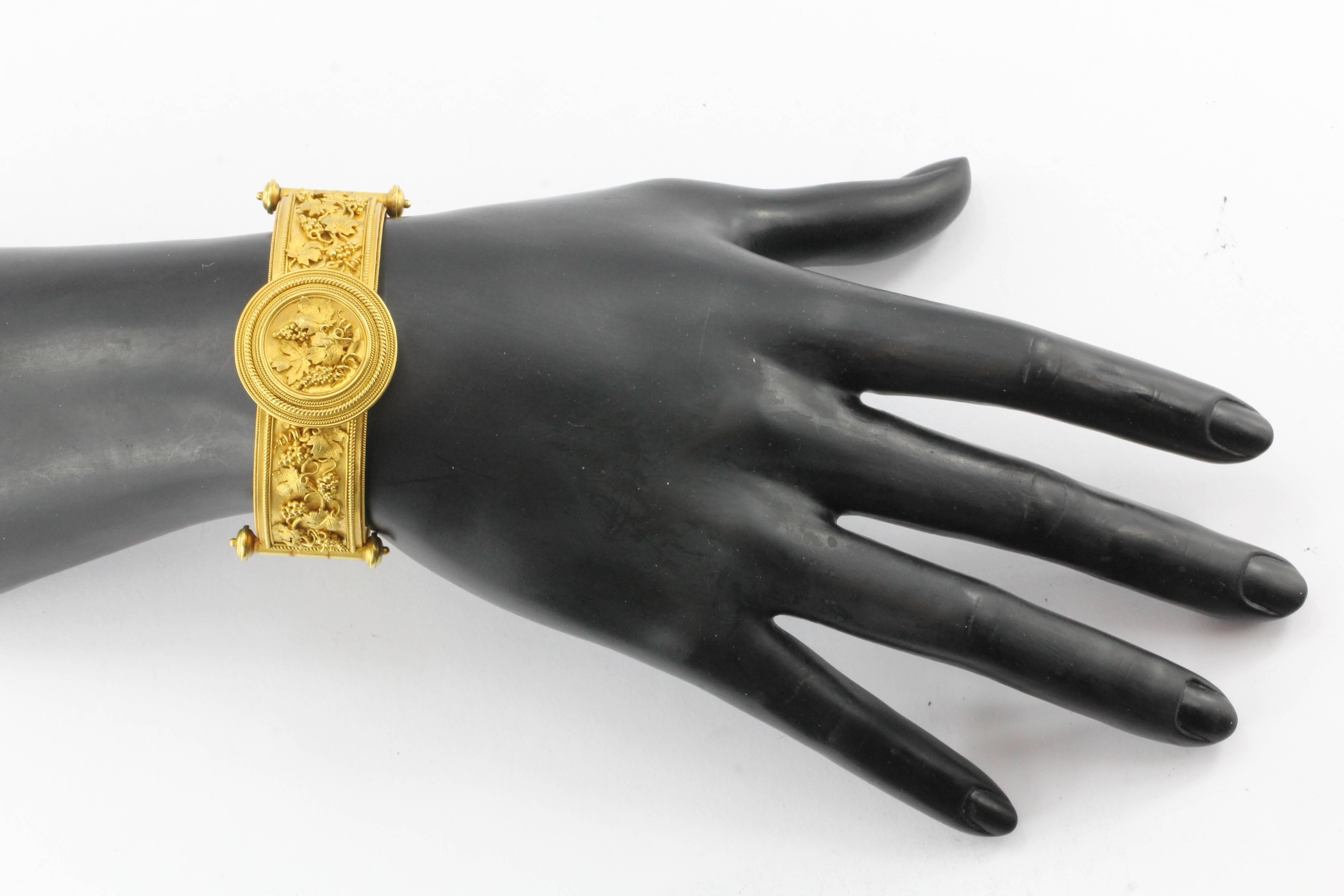 Victorian Gold Etruscan Revival Bracelet, circa 1870 5