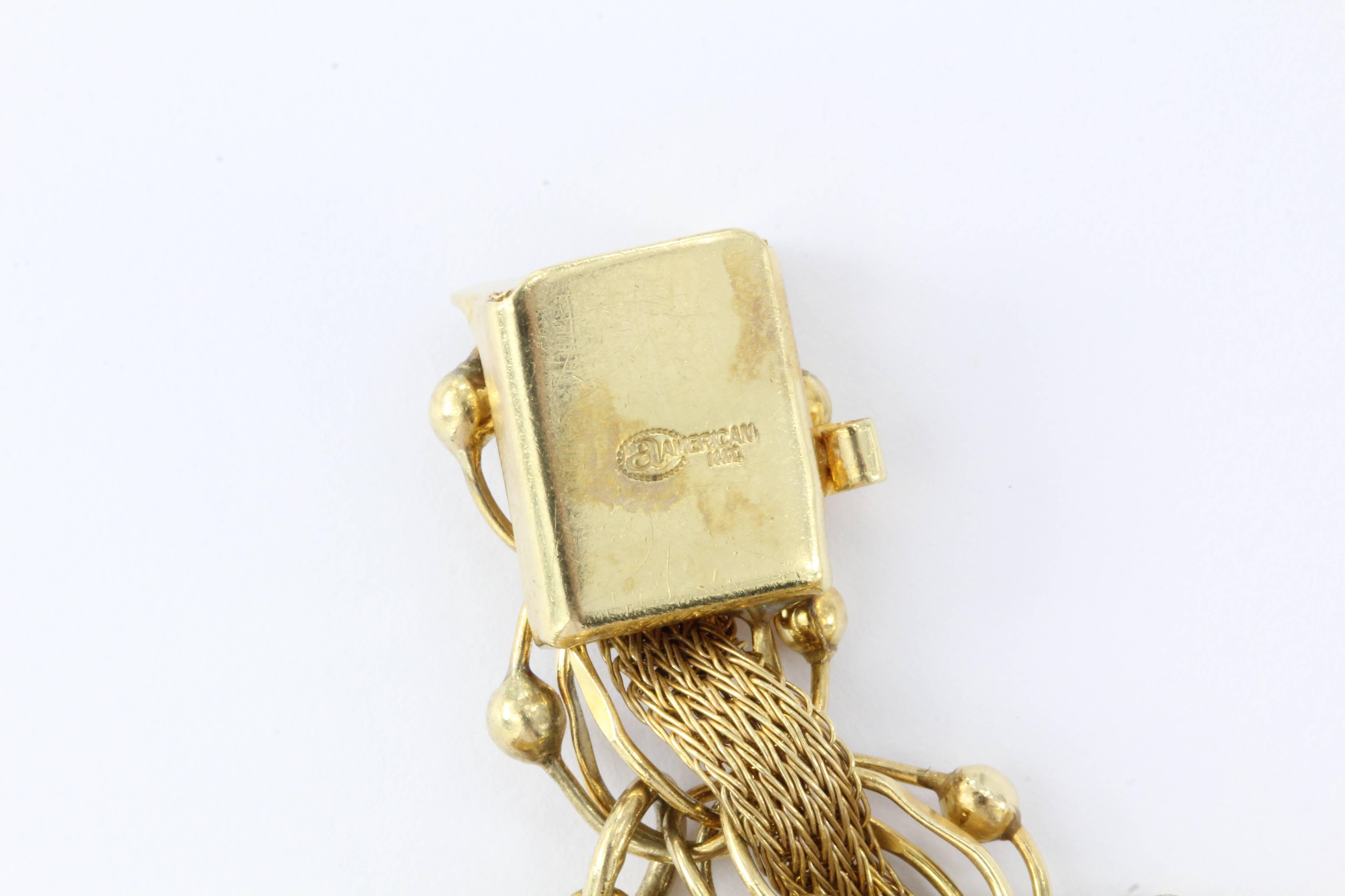 Gold World Traveler Charm Bracelet w/ 9 Charms c.1970 4