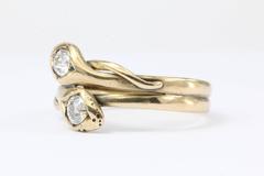 Victorian Entwined Diamond Gold Snake Ring Band, circa 1890