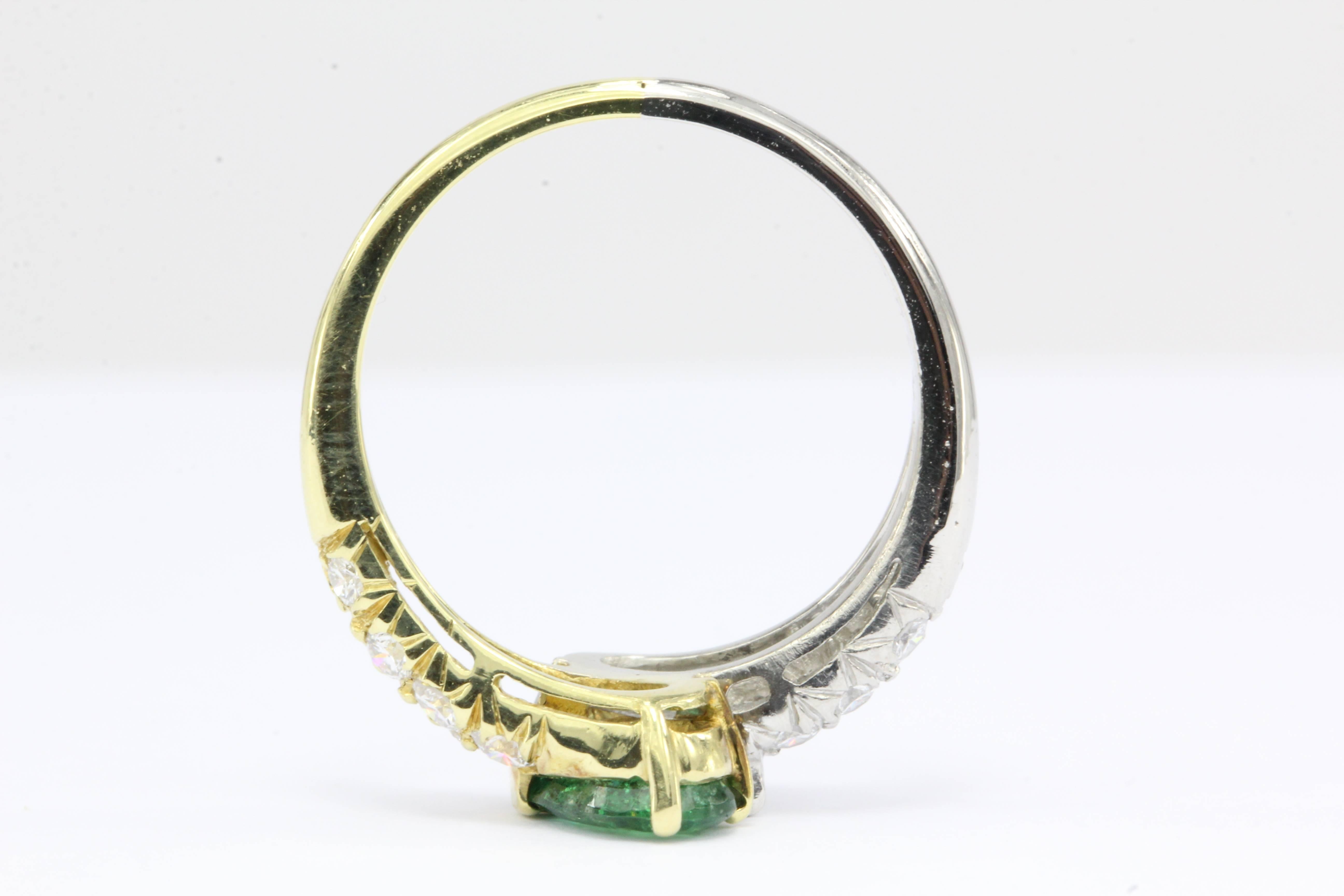 Cartier Retro Emerald Diamond Gold Platinum Ring 1