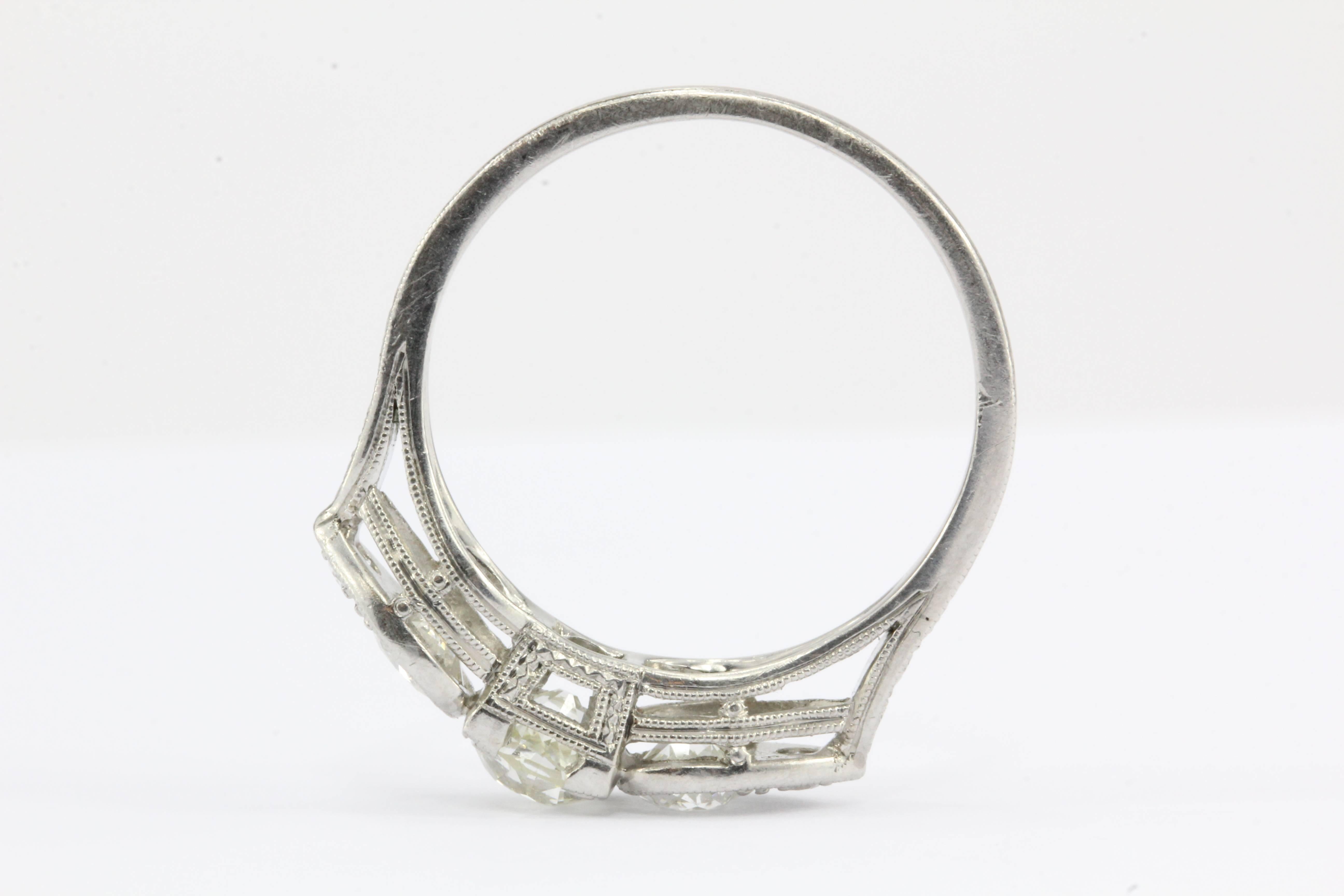 Edwardian  Old European Cut Diamond Platinum Engagement Ring 1