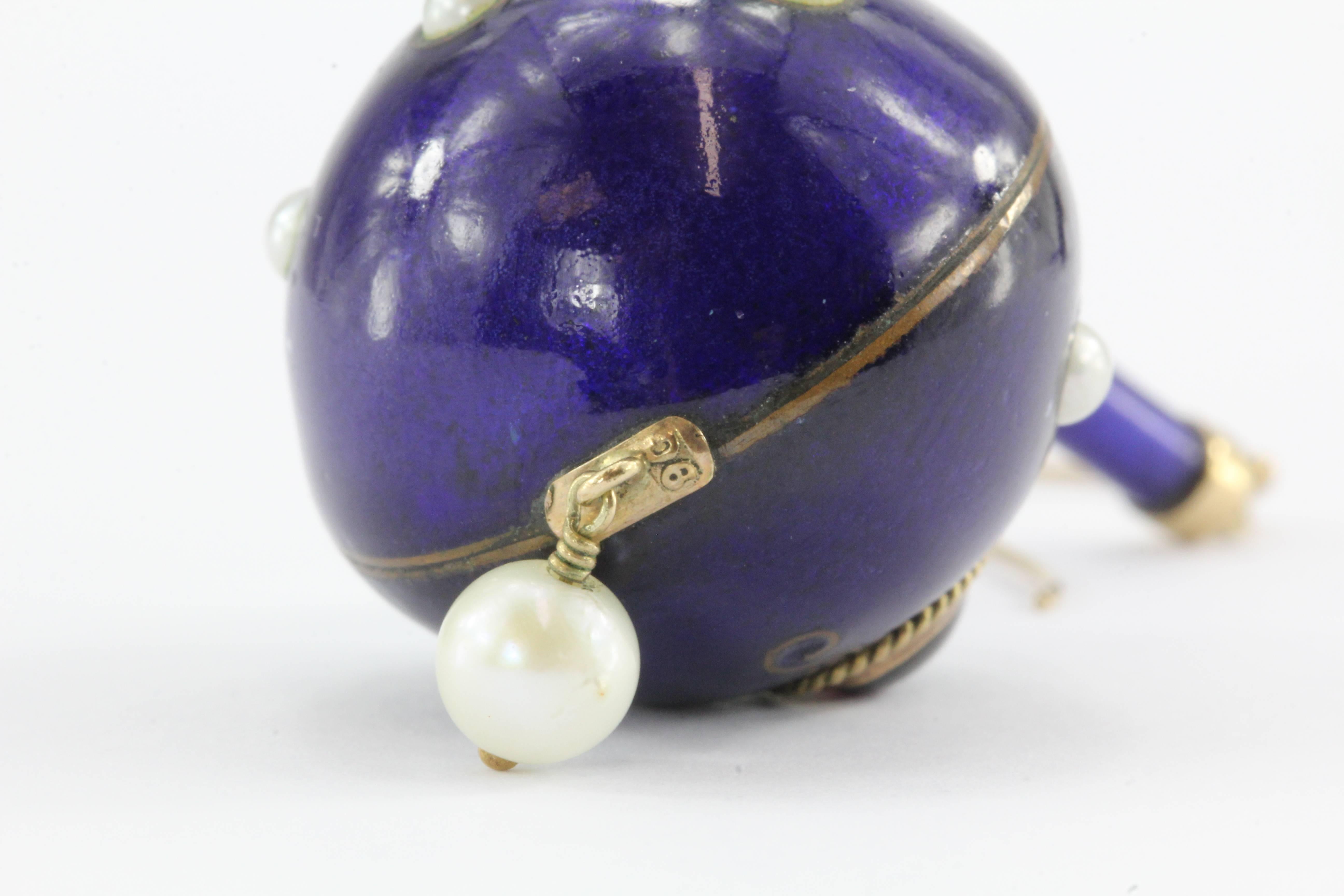 Women's Victorian Purple Enamel Garnet Amethyst Pearl Gold Orb Dangle Earrings