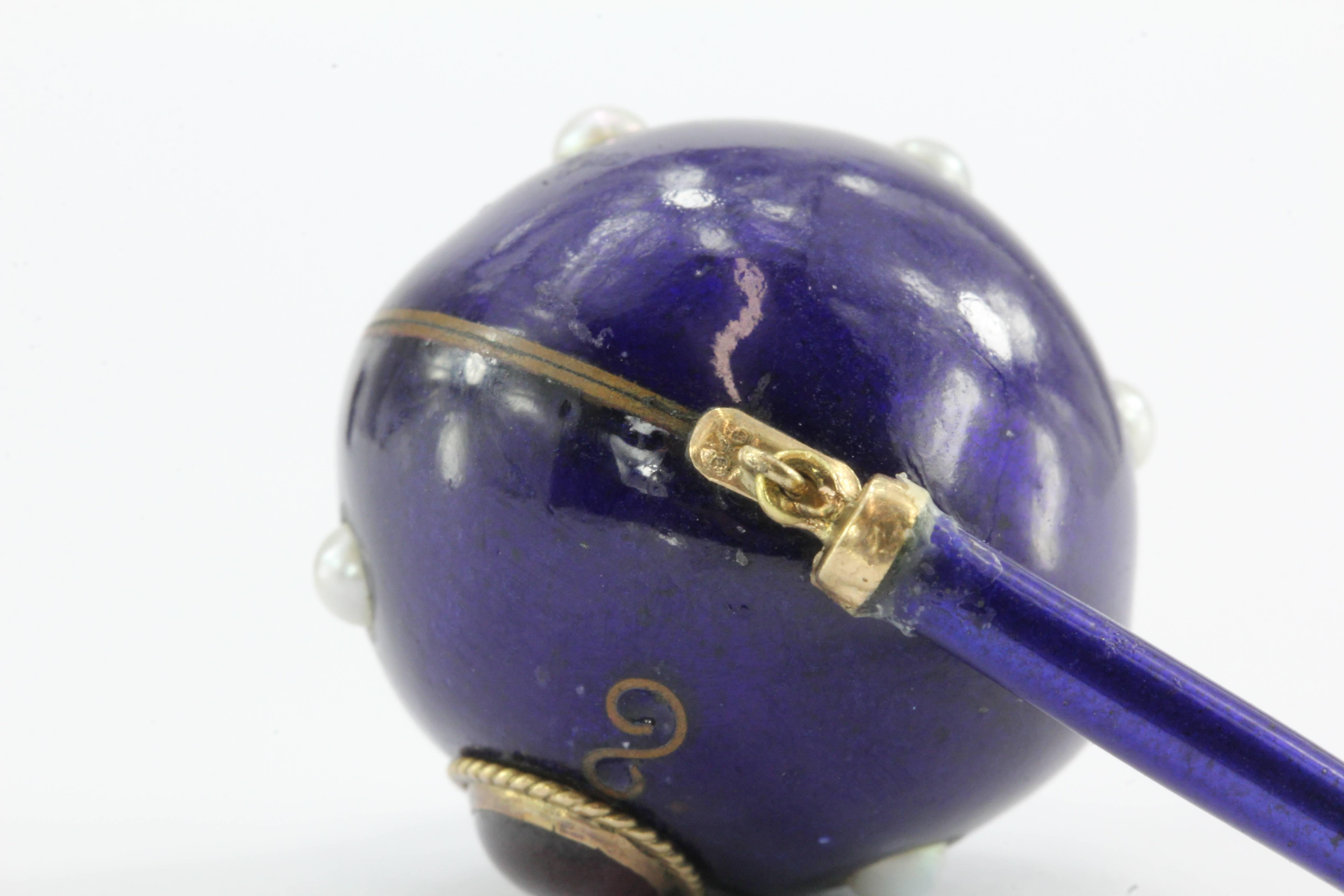 Victorian Purple Enamel Garnet Amethyst Pearl Gold Orb Dangle Earrings 1