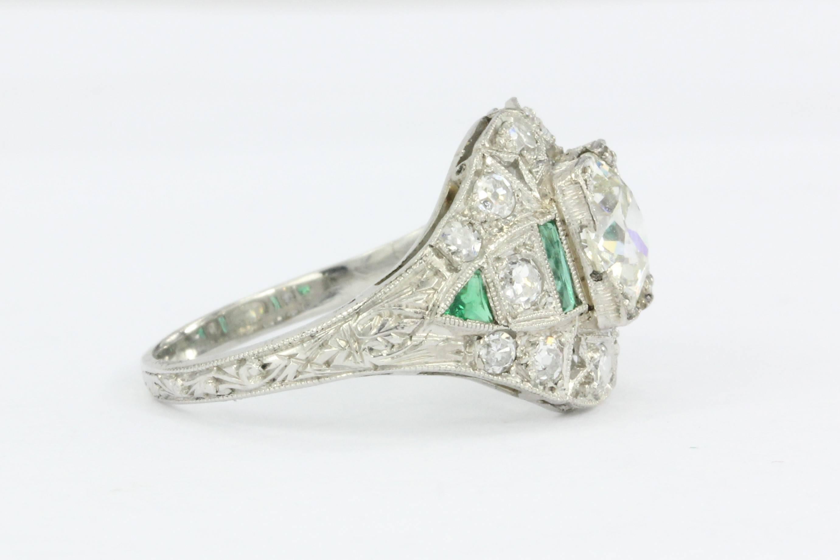 Art Deco GIA Certified 1.15 Carat Old European Cut Diamond Platinum Ring In Excellent Condition In Cape May, NJ