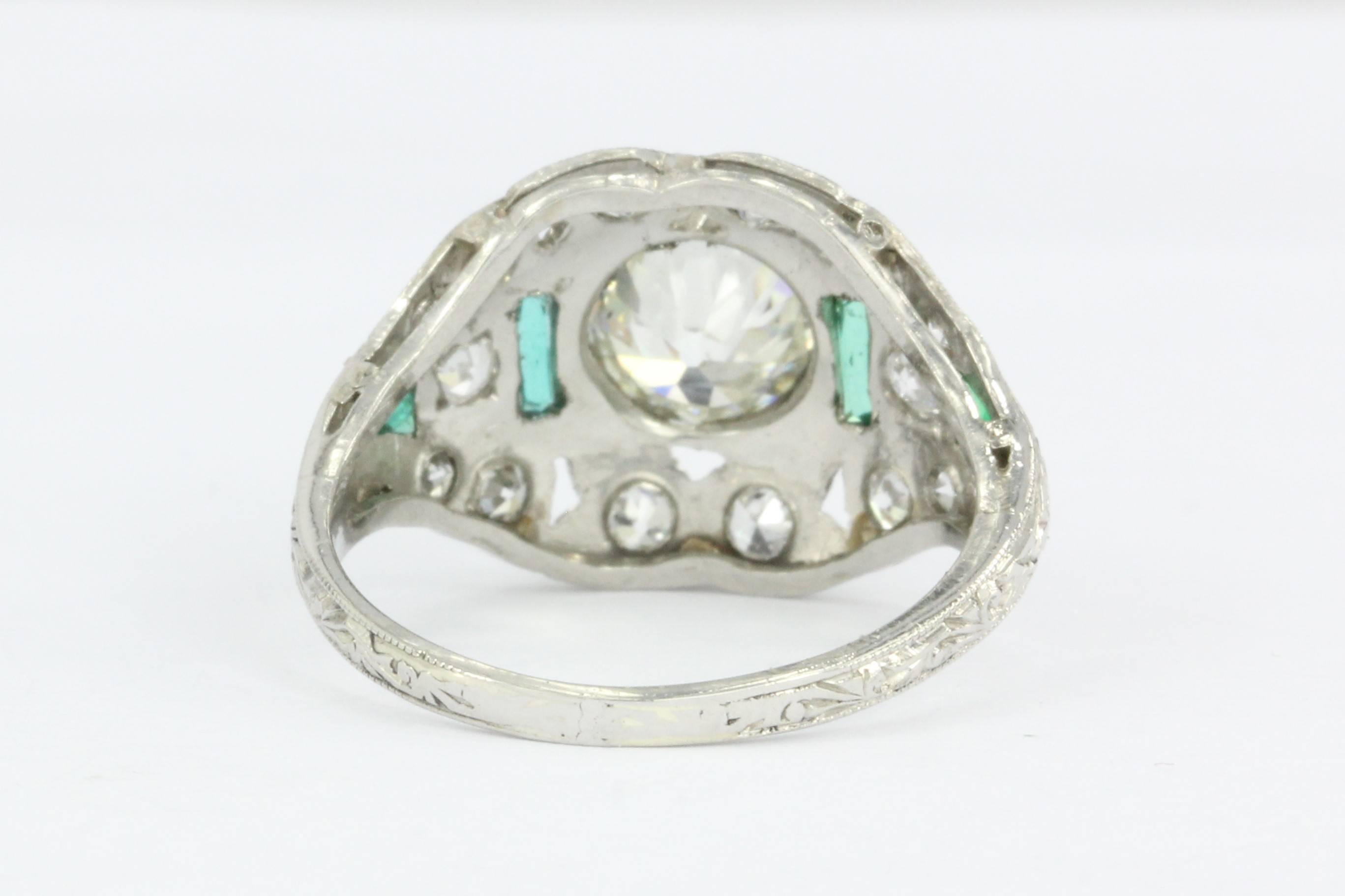 Women's Art Deco GIA Certified 1.15 Carat Old European Cut Diamond Platinum Ring