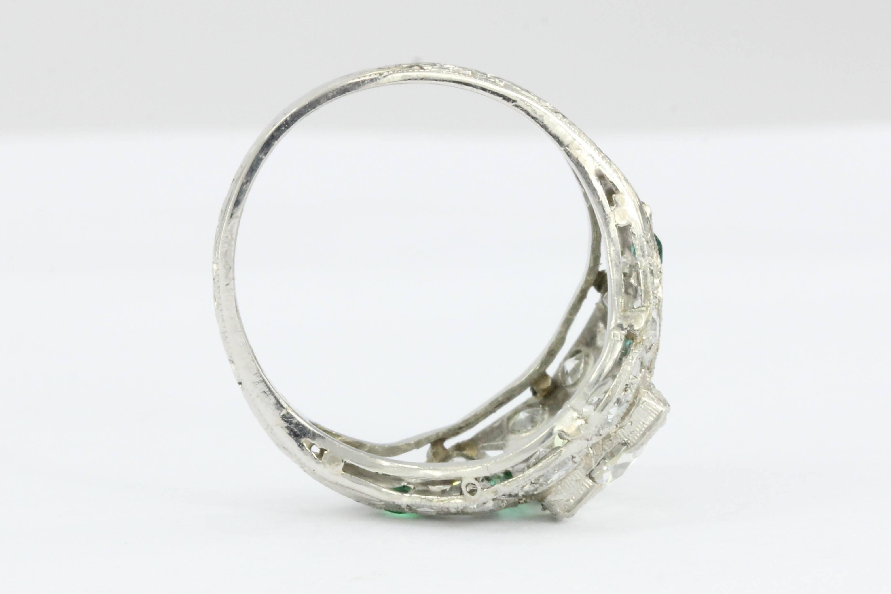 Art Deco GIA Certified 1.15 Carat Old European Cut Diamond Platinum Ring 1