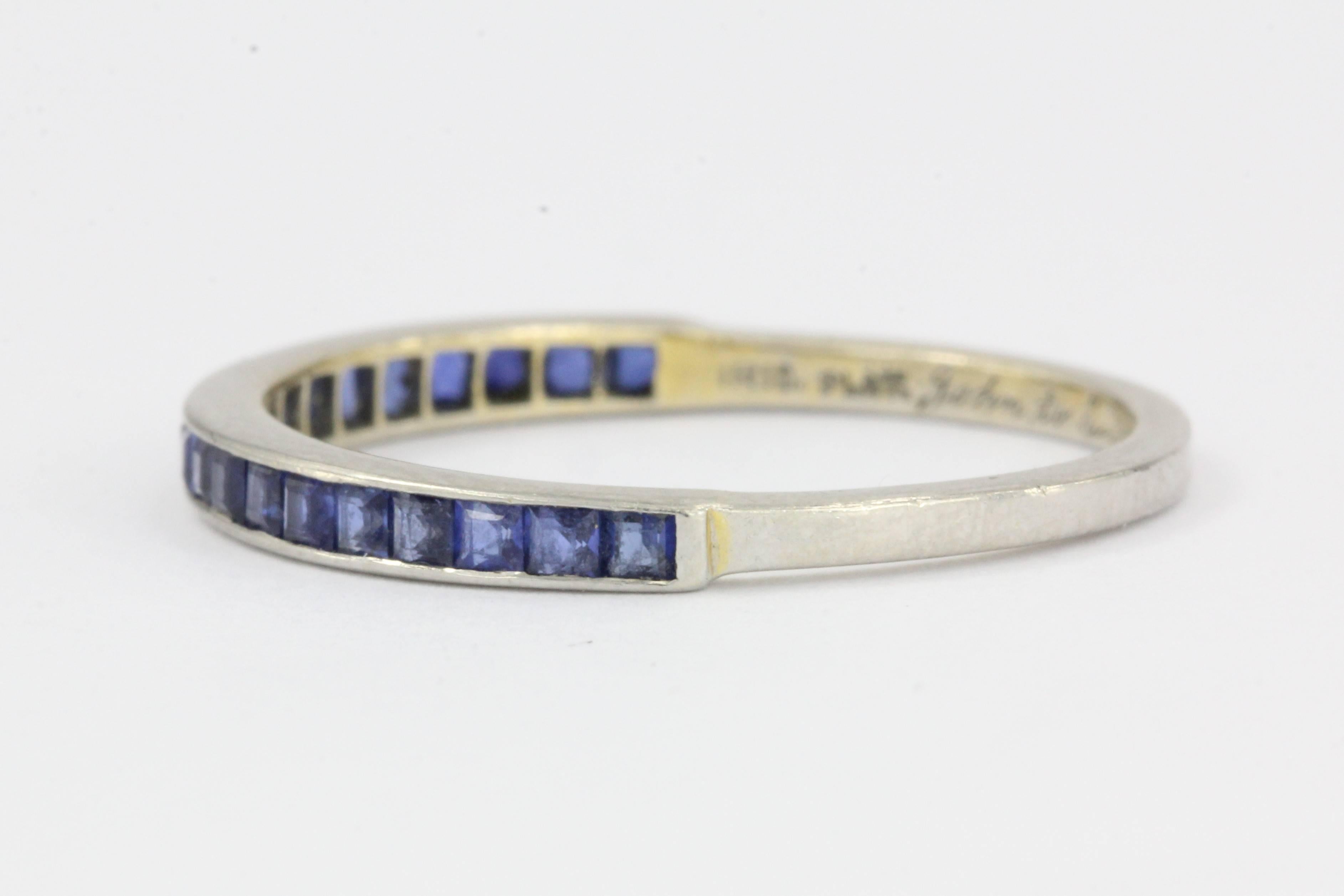 Women's Tiffany & Co. Pair of Sapphire Platinum Half Eternity Band Rings, circa 1945
