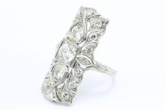 Art Deco Platinum Three-Stone Old European Diamond Shield Ring