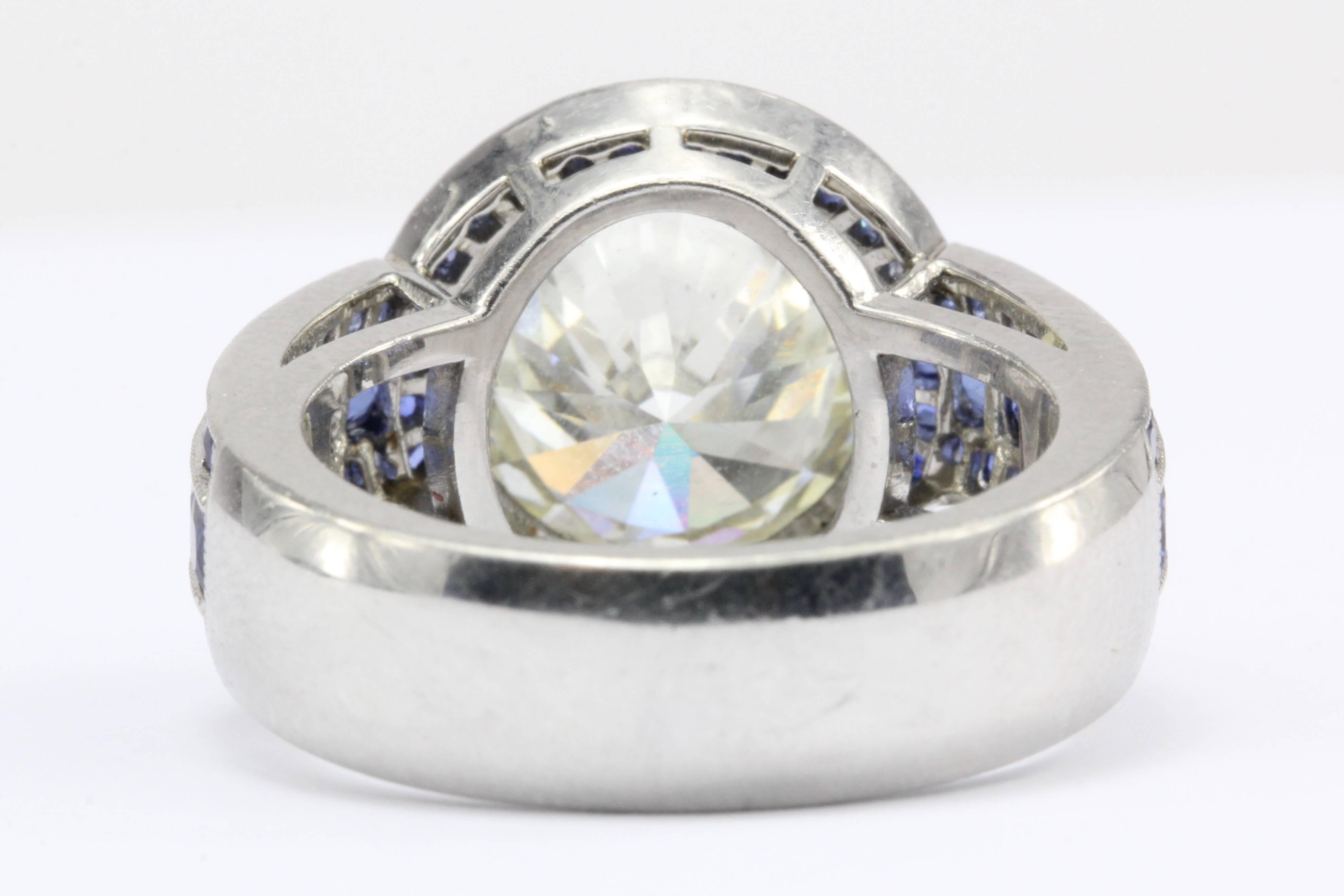 Women's 4.03 Carat Diamond and 2 Carat Sapphire Platinum Engagement Ring