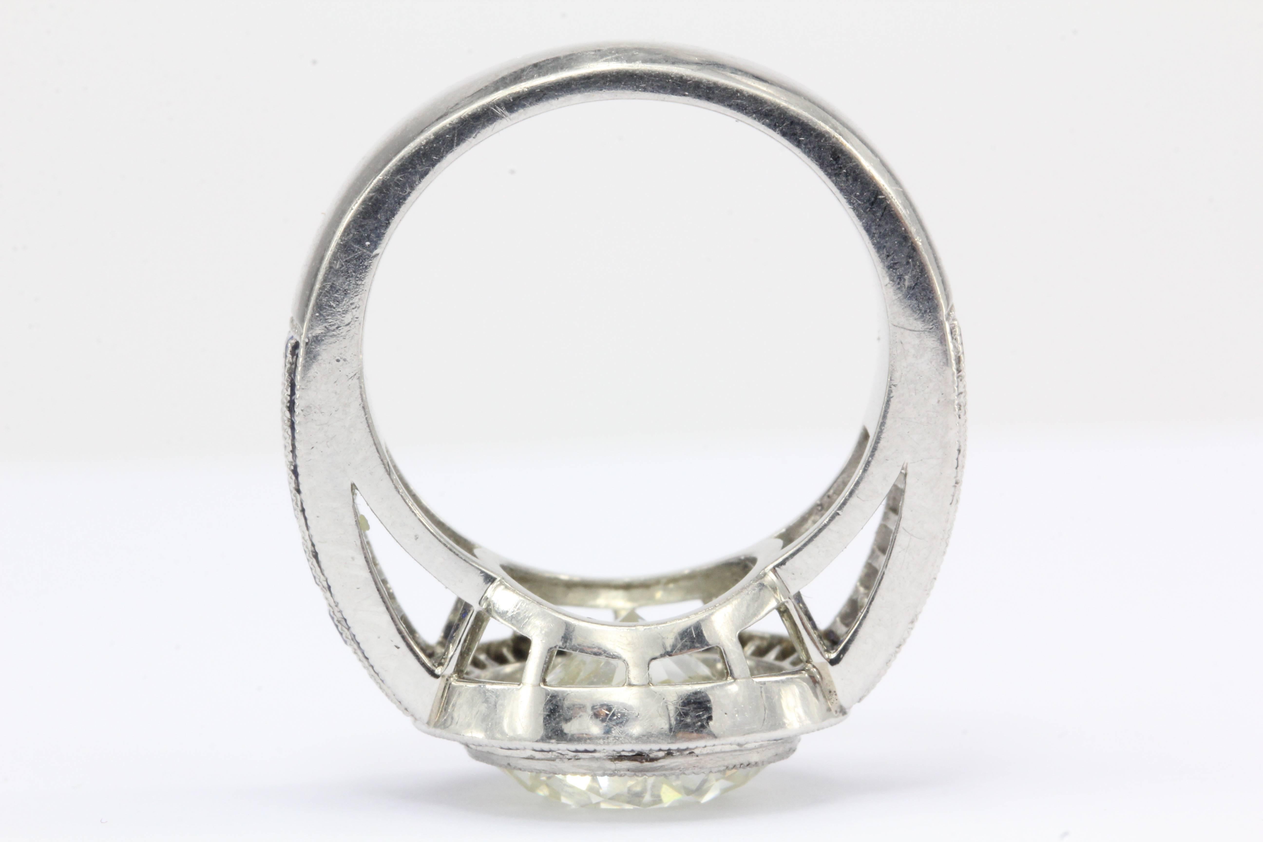 4.03 Carat Diamond and 2 Carat Sapphire Platinum Engagement Ring 1