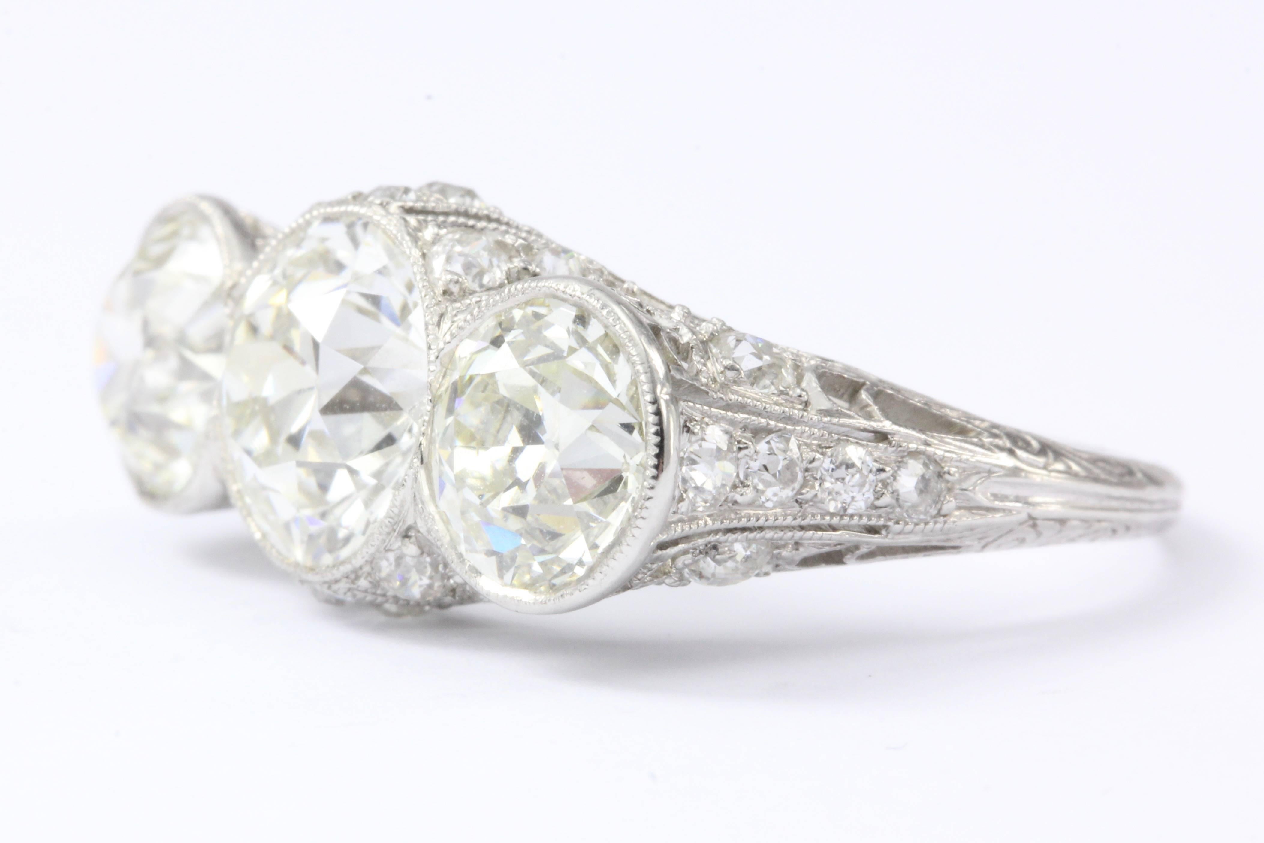 Art Deco Platinum Old European Cut Diamond Hutchison & Huestis Ring In Excellent Condition In Cape May, NJ