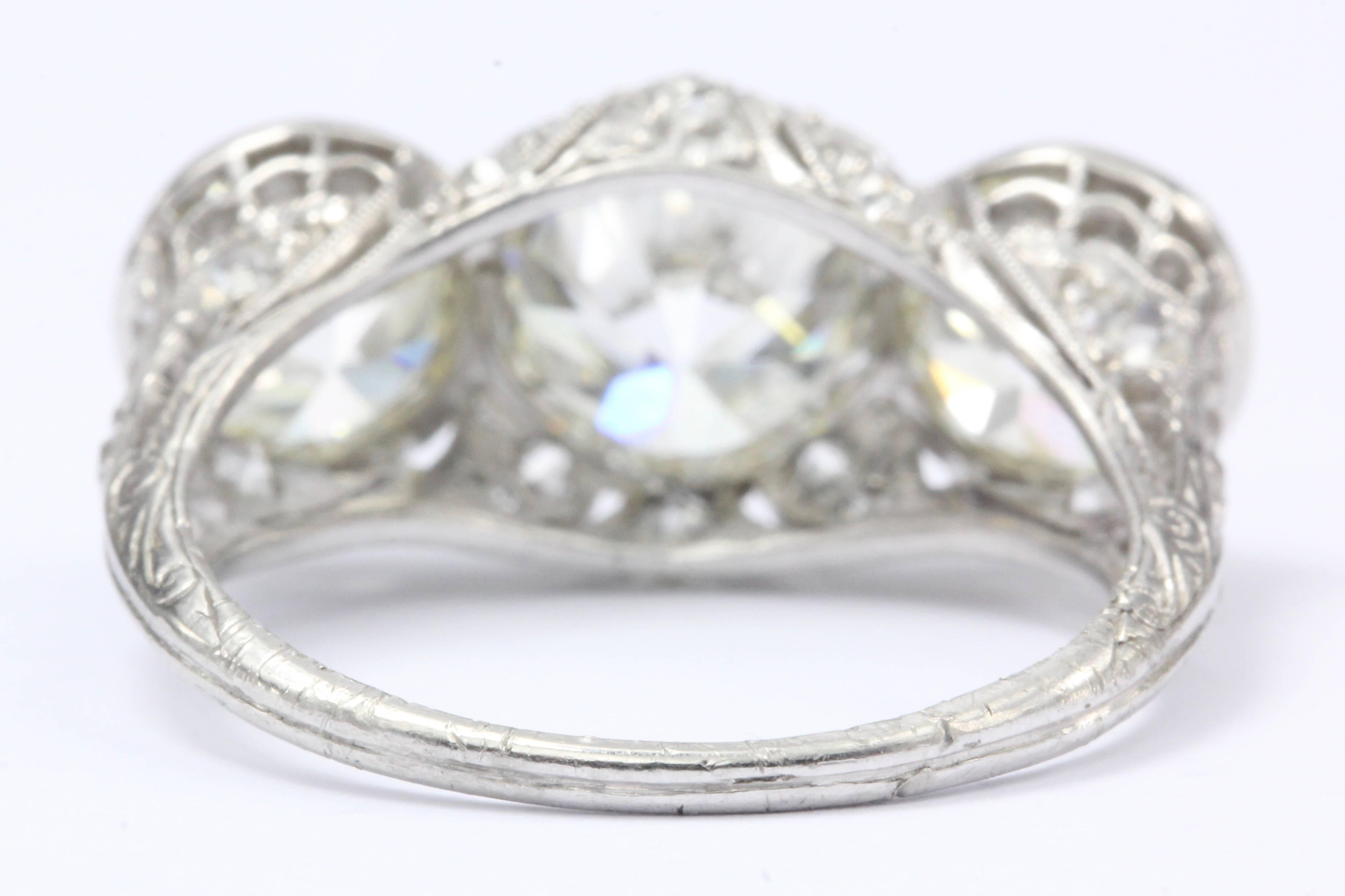 Women's Art Deco Platinum Old European Cut Diamond Hutchison & Huestis Ring