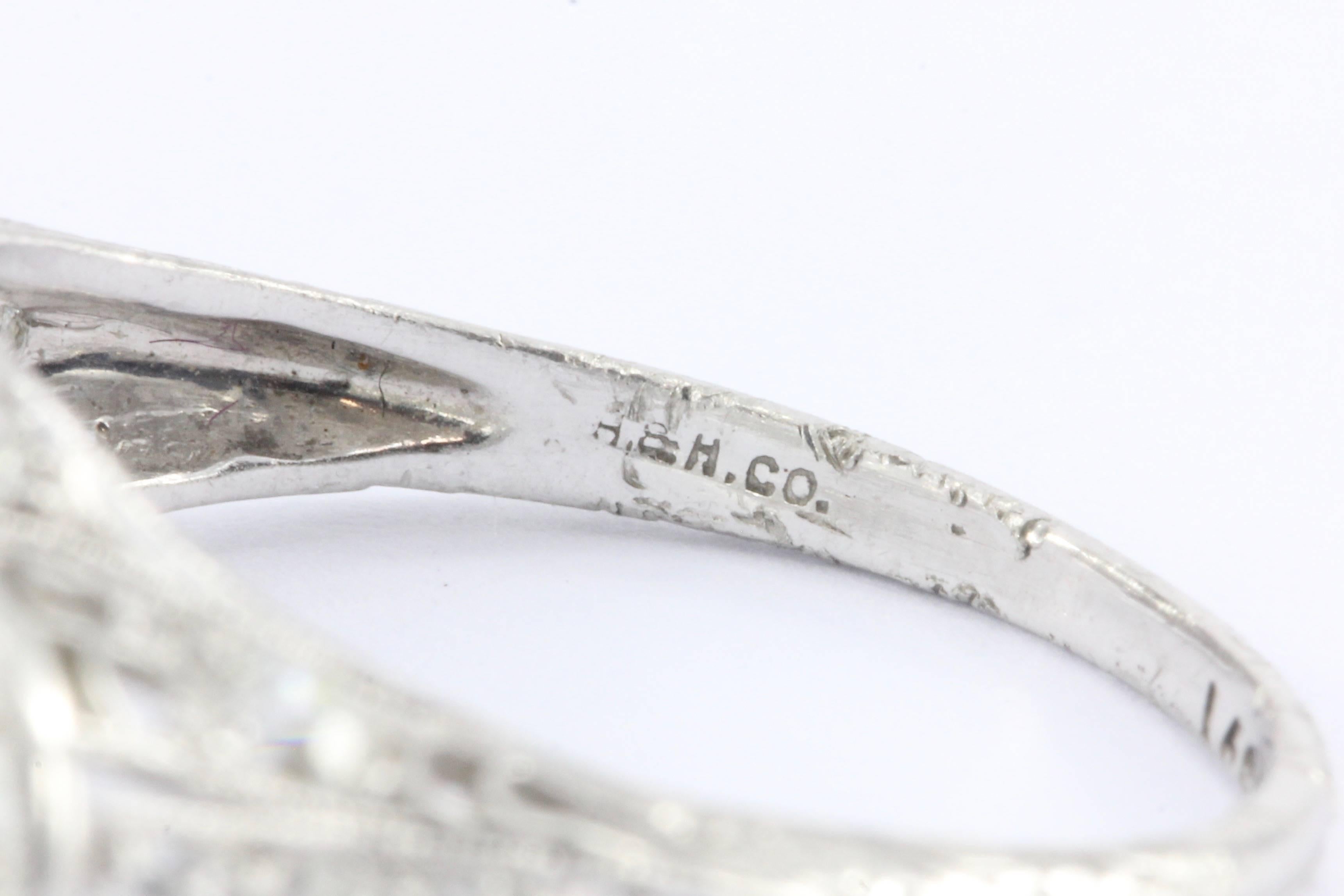 Art Deco Platinum Old European Cut Diamond Hutchison & Huestis Ring 2