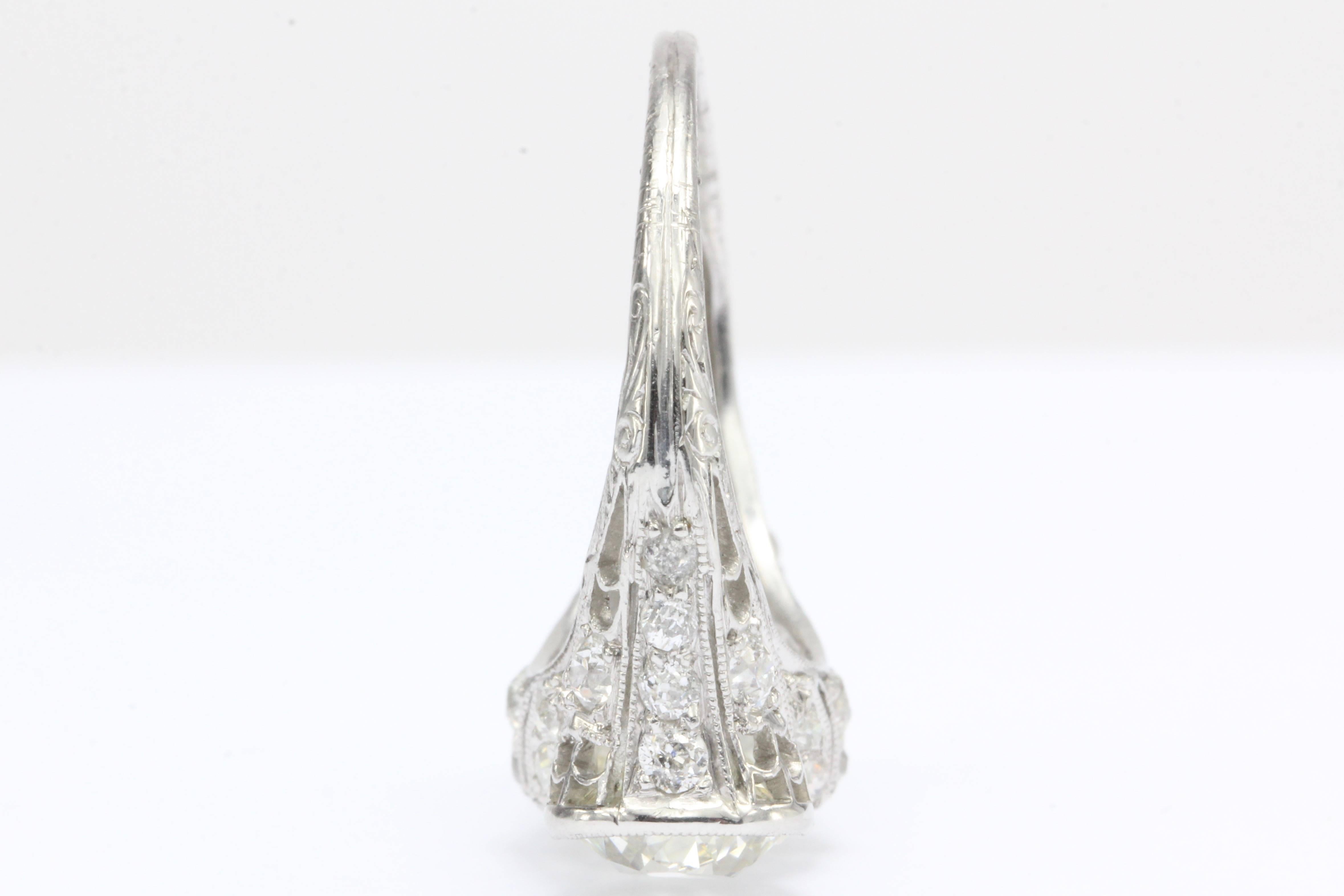 Art Deco Platinum Old European Cut Diamond Hutchison & Huestis Ring 5