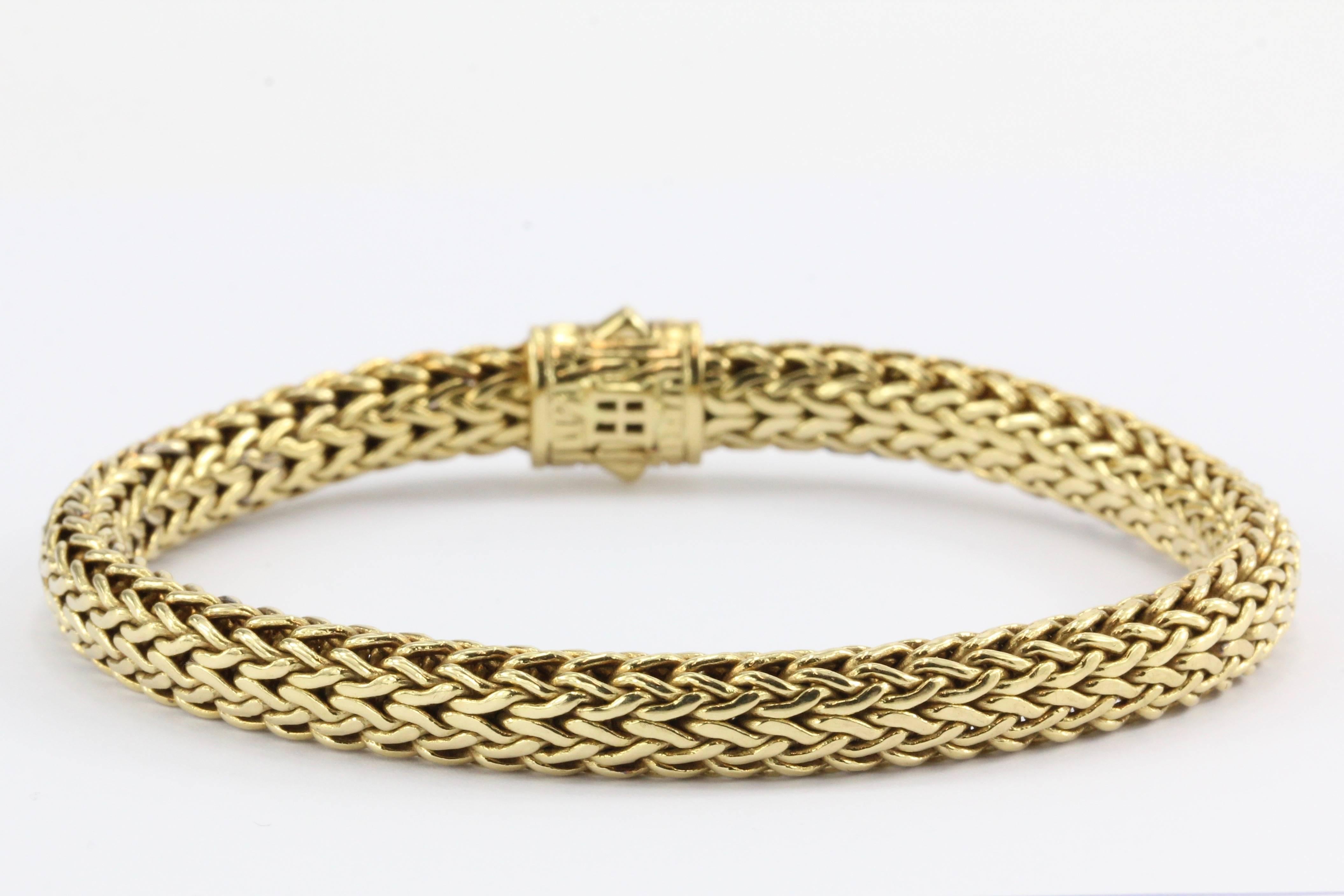 Women's or Men's John Hardy Yellow Gold Diamond Classic Chain Bracelet