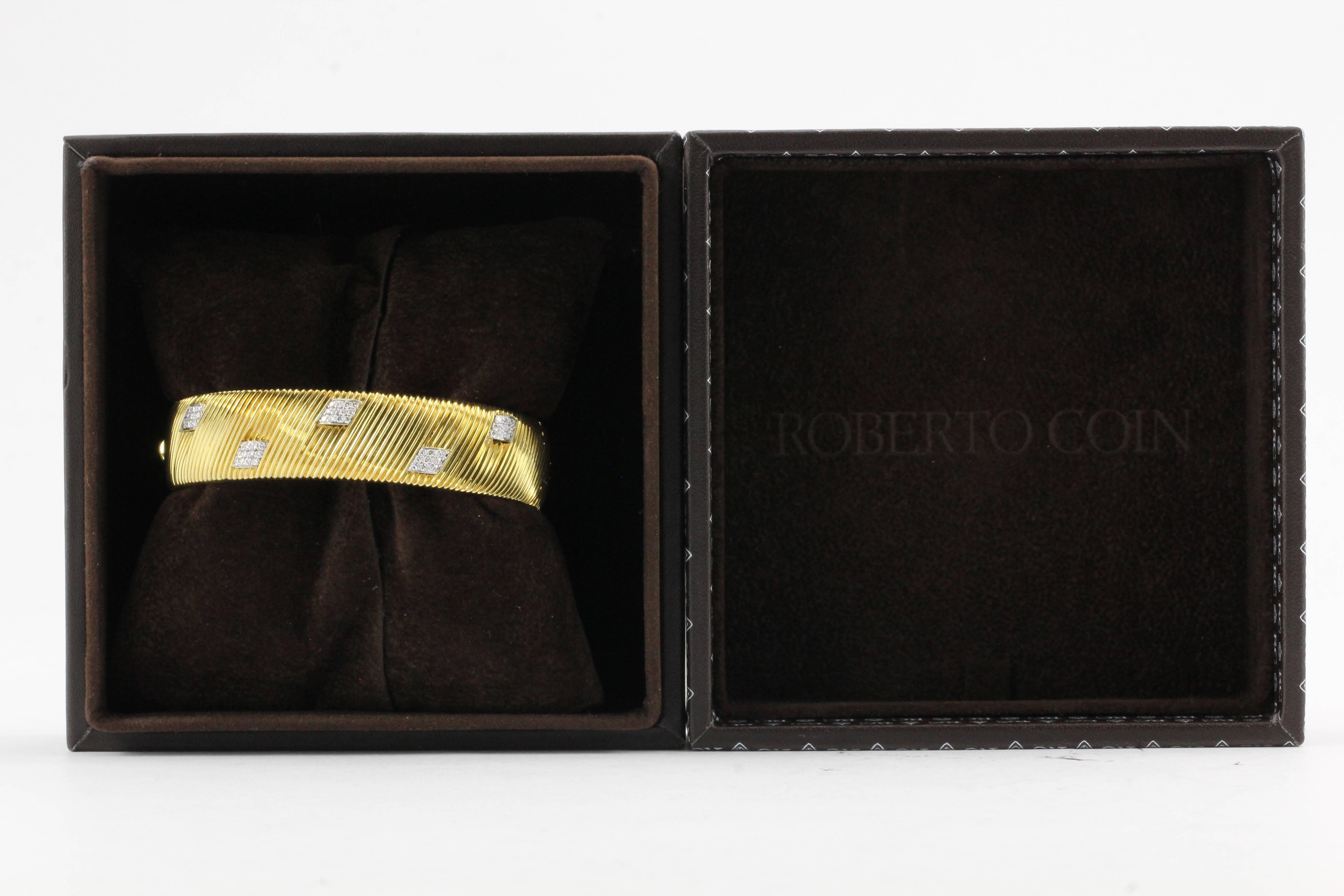 Roberto Coin Appassionata Collection Yellow Gold Diamond Bangle Bracelet 4