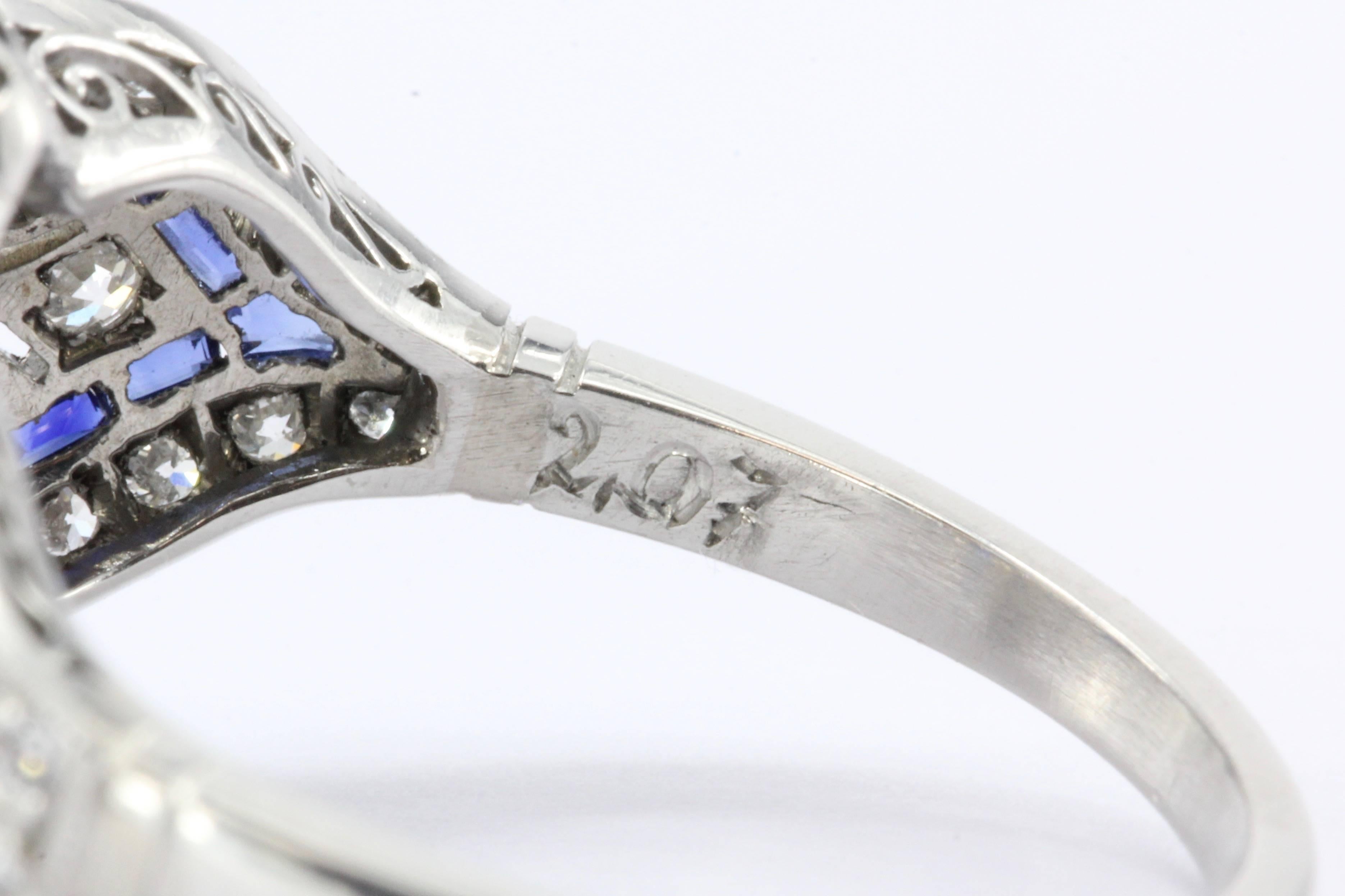 GIA 2.07 Carat Old European Cut Diamond Sapphire Ring 1