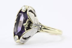 Art Nouveau Allsopp Bros. 14 Karat Multi-Tone Gold Butterfly Amethyst Ring