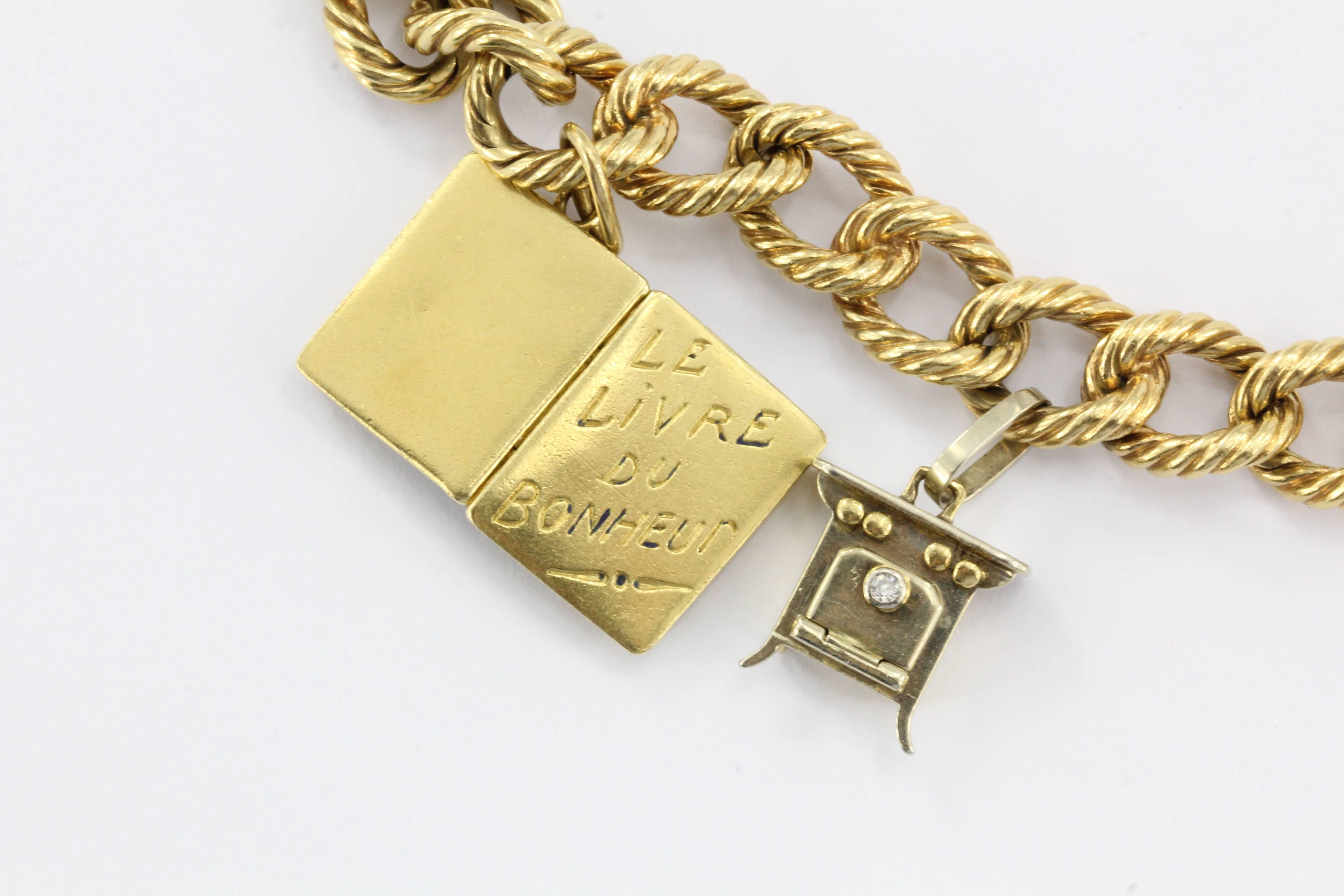 Cartier 18 Karat Gold French Retro Loaded Charm Bracelet, circa 1950s In Excellent Condition In Cape May, NJ