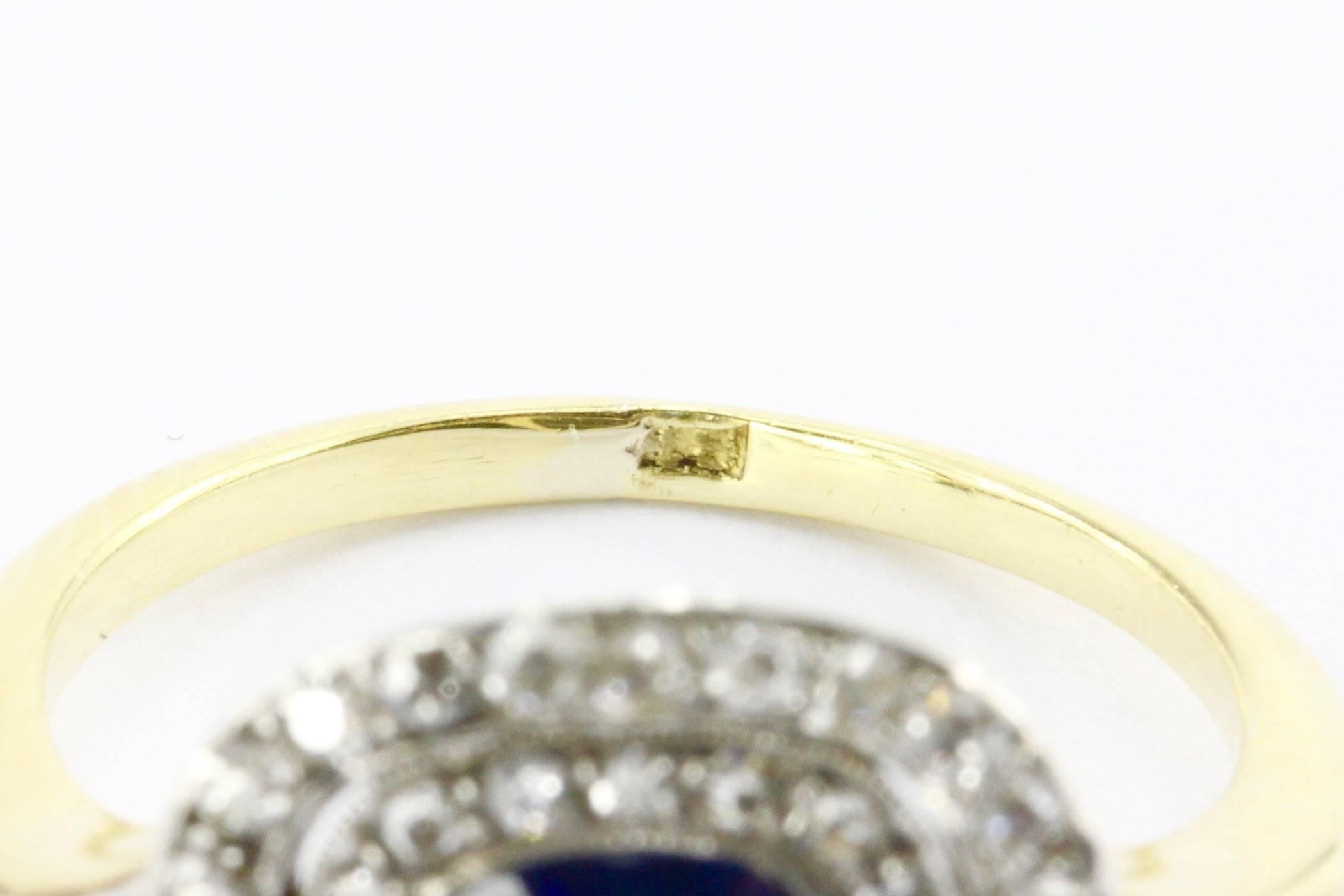 Women's Edwardian Gold Natural 1.75 Carat Blue Australian Sapphire Diamond Ring