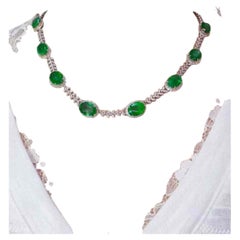 20 Carat Emerald Diamond Necklace 1.70 Carat Diamonds 18K Gold