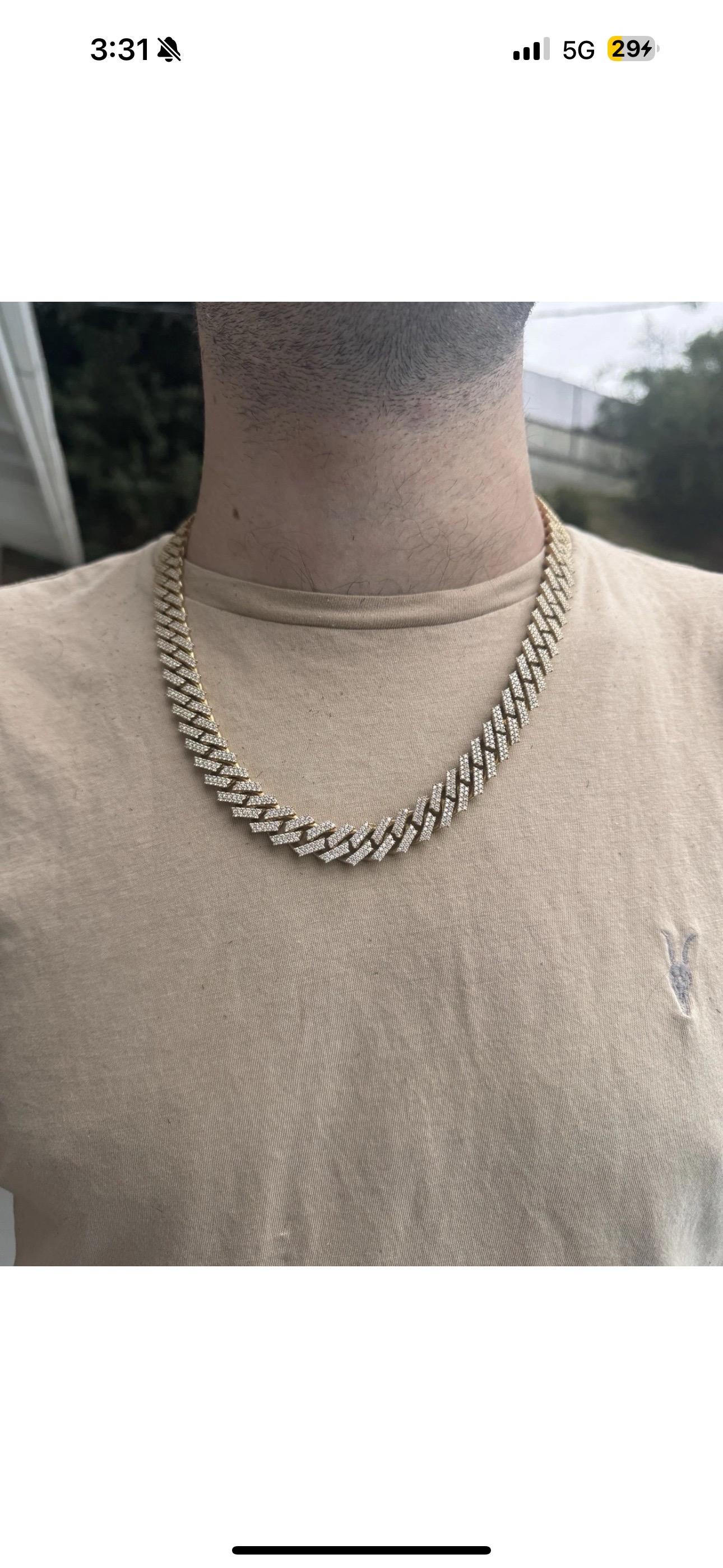 Solide 14k Y Gold natürlichen 22 Karat Diamant Cuban Link Kette 22 Zoll, 220 Gramm (Moderne) im Angebot