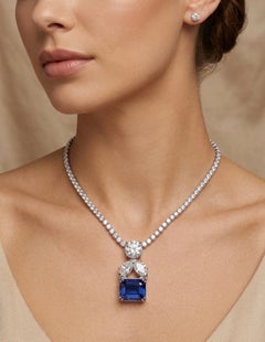 20 Carat Natural No Heat Ceylon Color Change Blue Sapphire &Diamond Pendant AGL