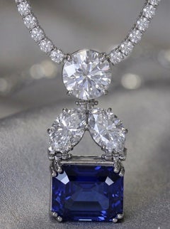 20 Carat Natural No Heat Ceylon Color Change Blue Sapphire &Diamond Pendant AGL