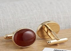 Tiffany & Co. 14k Yellow Gold & Carnelian cufflinks