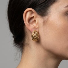 Tiffany & Co. 1992 18K Gold Woven Fluted Dome Clip Earrings