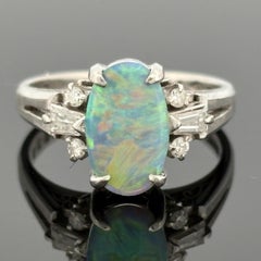 1.10ct Black Opal and 0.25ctw Diamond Platinum Ring