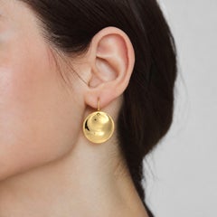 Tiffany & Co. Elsa Peretti Large 18K Yellow Gold Disc Drop Round Earrings