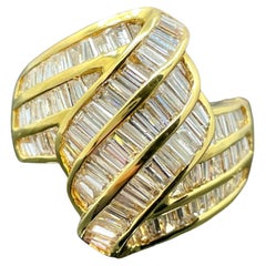 Estate Diamond Baguette 18k Yellow gold Cocktail Ring 2.60ctw