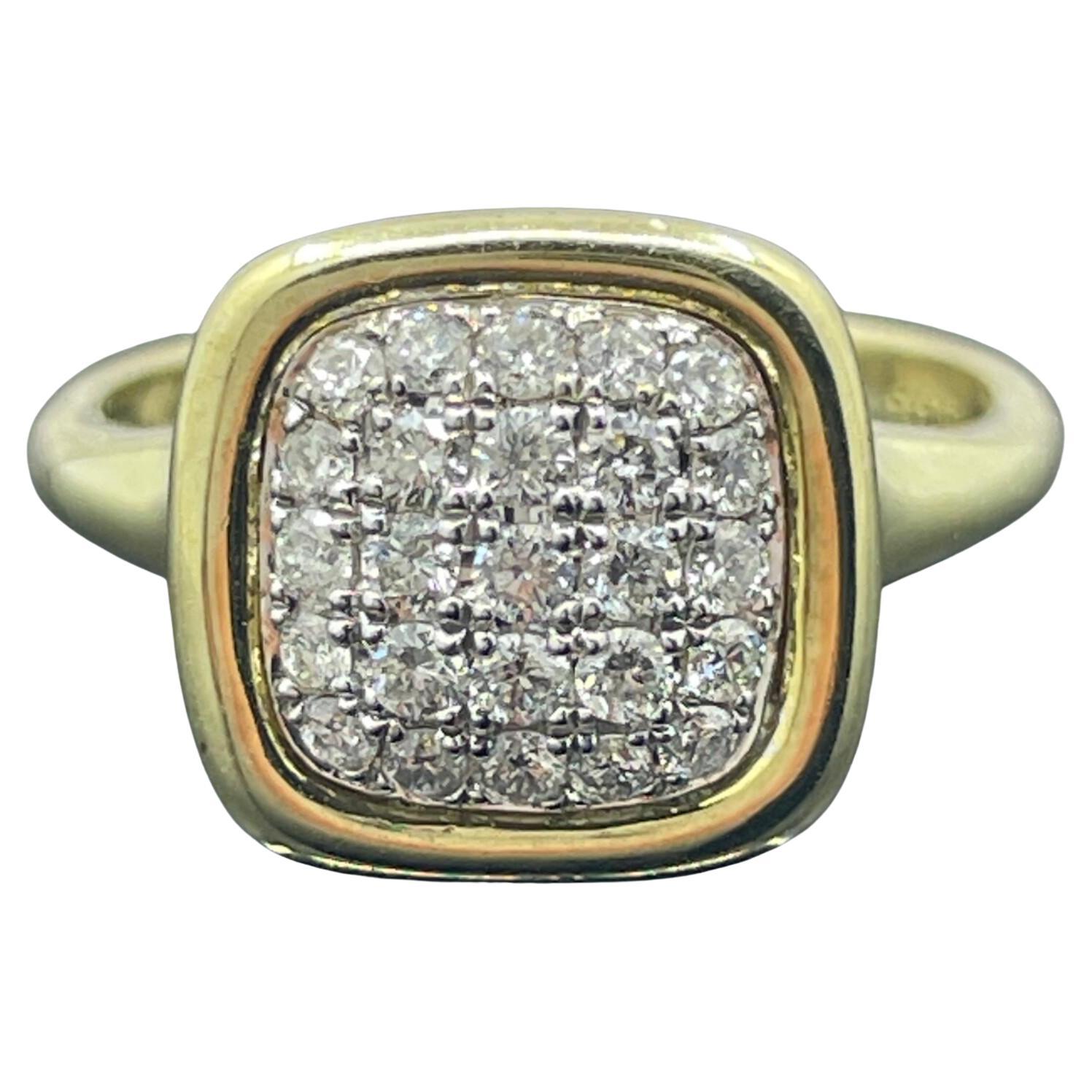 Anello firmato con diamante a forma di sigillo in oro giallo 14 carati
