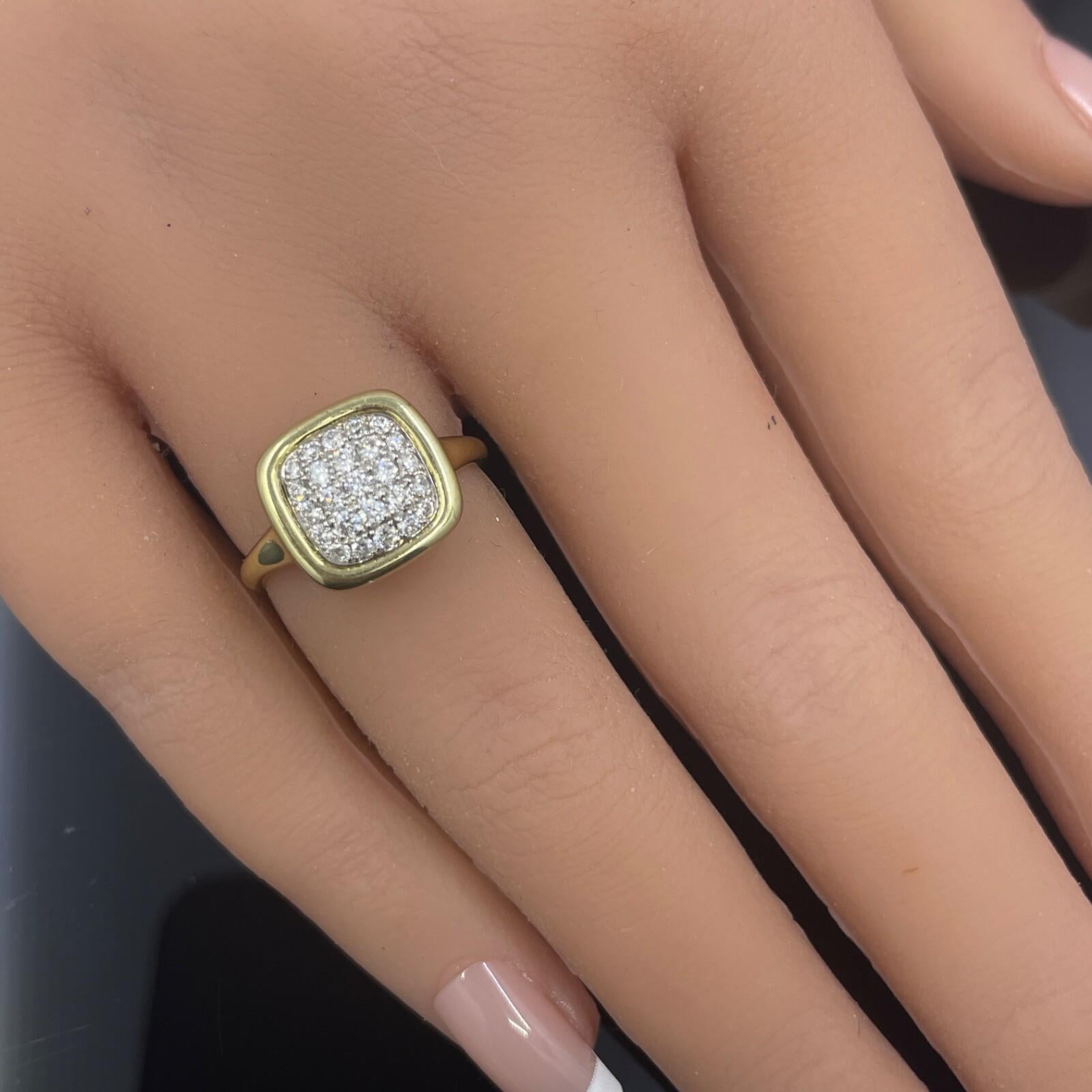 Bague de style signet en or jaune 14k avec diamants de designer Pour femmes en vente