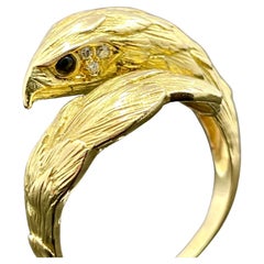 Vintage Eagle Ring 18k Yellow & Diamond - French
