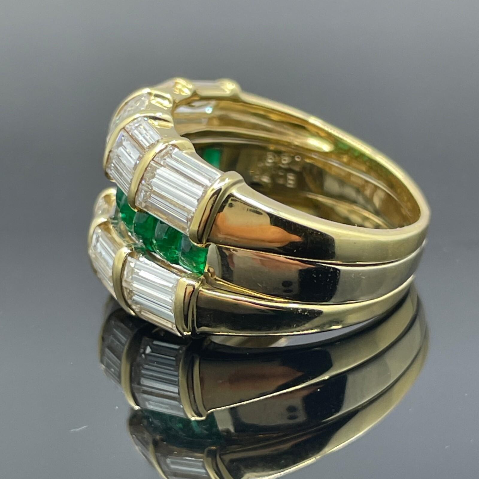 Bracelet en or 18k avec émeraude et diamant baguette 3.09ctw Excellent état - En vente à Orlando, FL