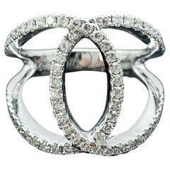 Charles Krypell White Diamond C Ring 18k White Gold 3-9344-WD - $5082