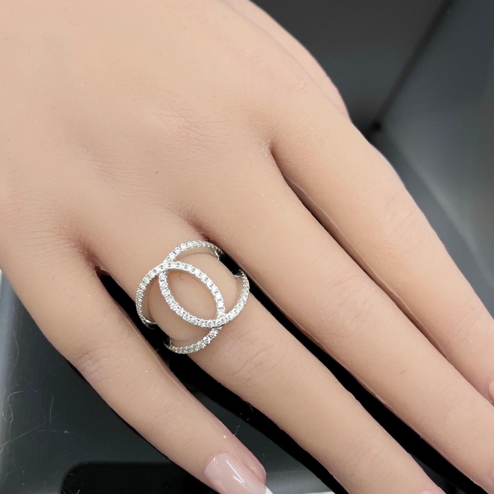 Donna Charles Krypell Anello C con diamante bianco in oro bianco 18 carati 3-9344-WD - $5082 in vendita