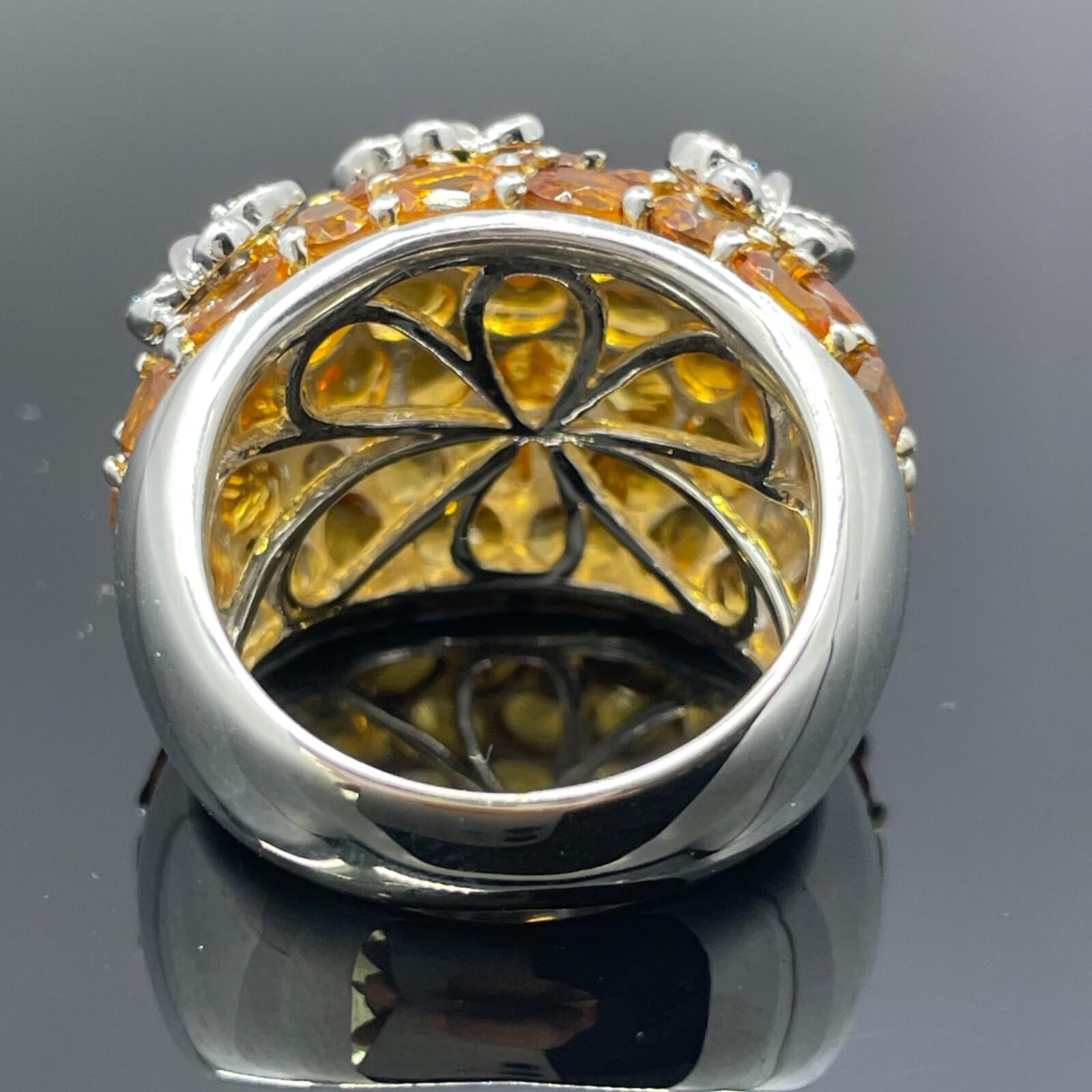 Bague papillon en or blanc 14k avec diamant et citrine en forme de dôme Pour femmes en vente